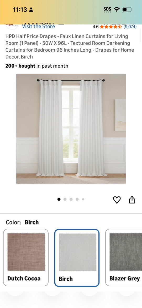 Condition photo showing Good Condition for hpd half price drapes - faux linen curtains for living room (1 panel) - 50w x 96l - textured room da