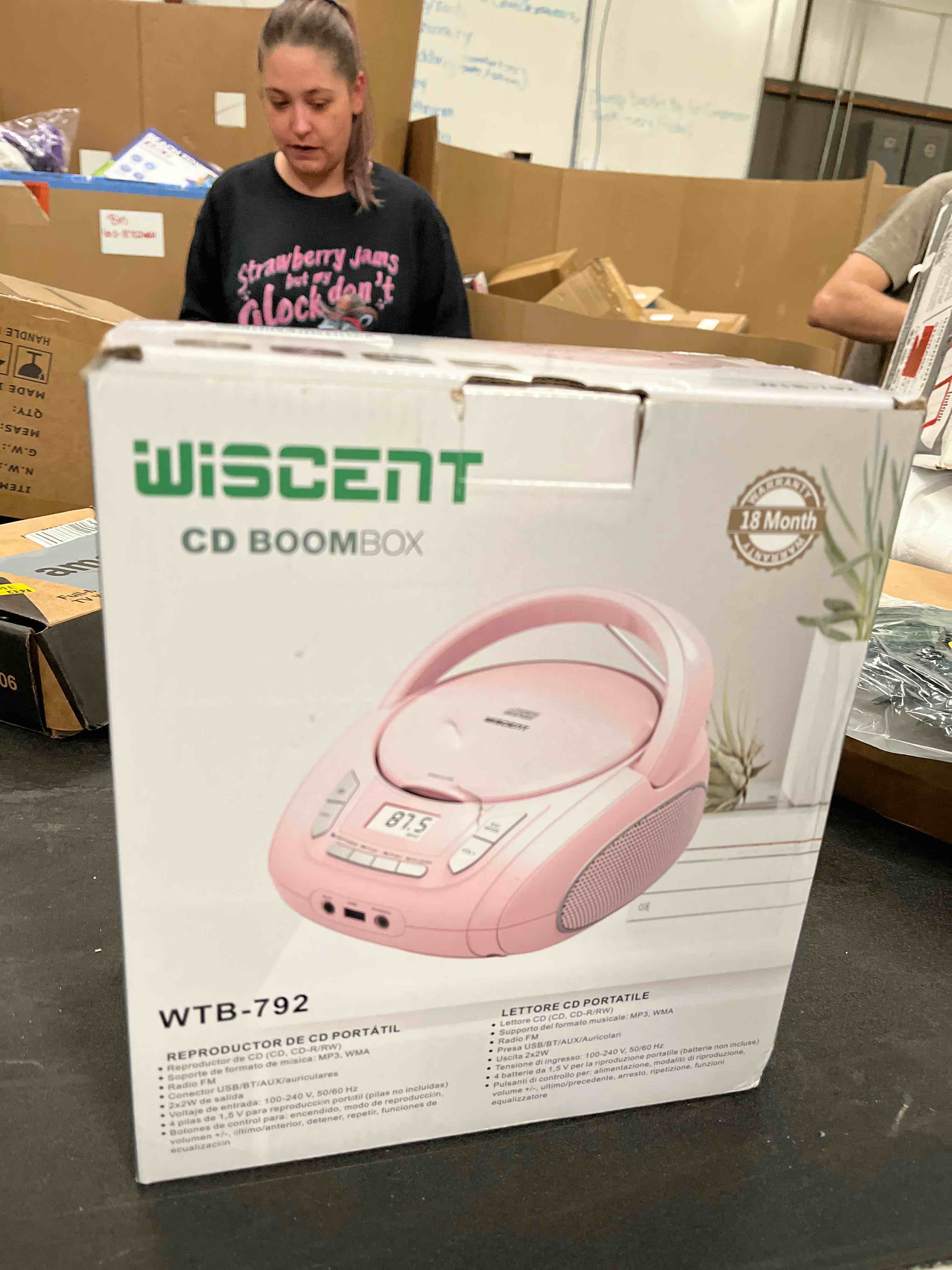 Condition photo showing Good Condition for wiithink portable cd player boombox with bluetooth,fm radio,usb mp3 playback,aux-in,headphone jack,c