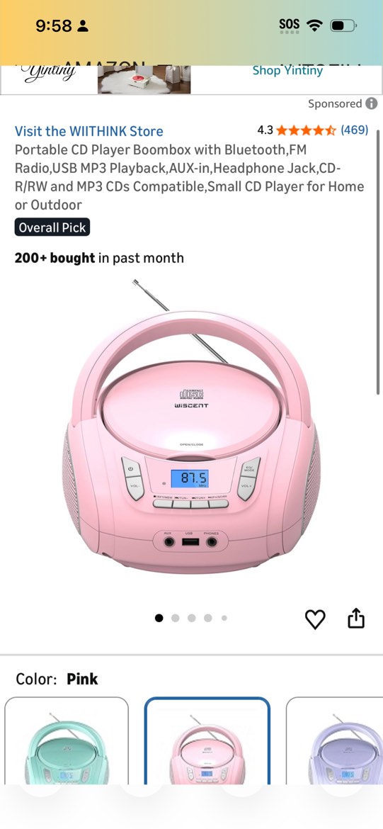wiithink portable cd player boombox with bluetooth,fm radio,usb mp3 playback,aux-in,headphone jack,c