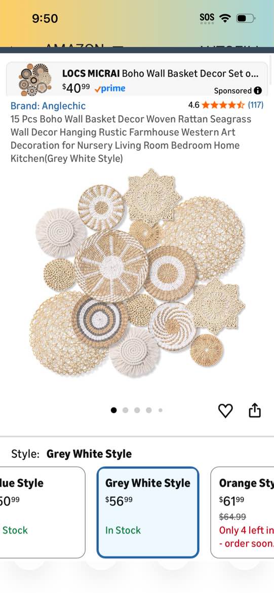Condition photo showing Good Condition for anglechic 15 pcs boho wall basket decor woven rattan seagrass wall decor hanging rustic farmhouse we