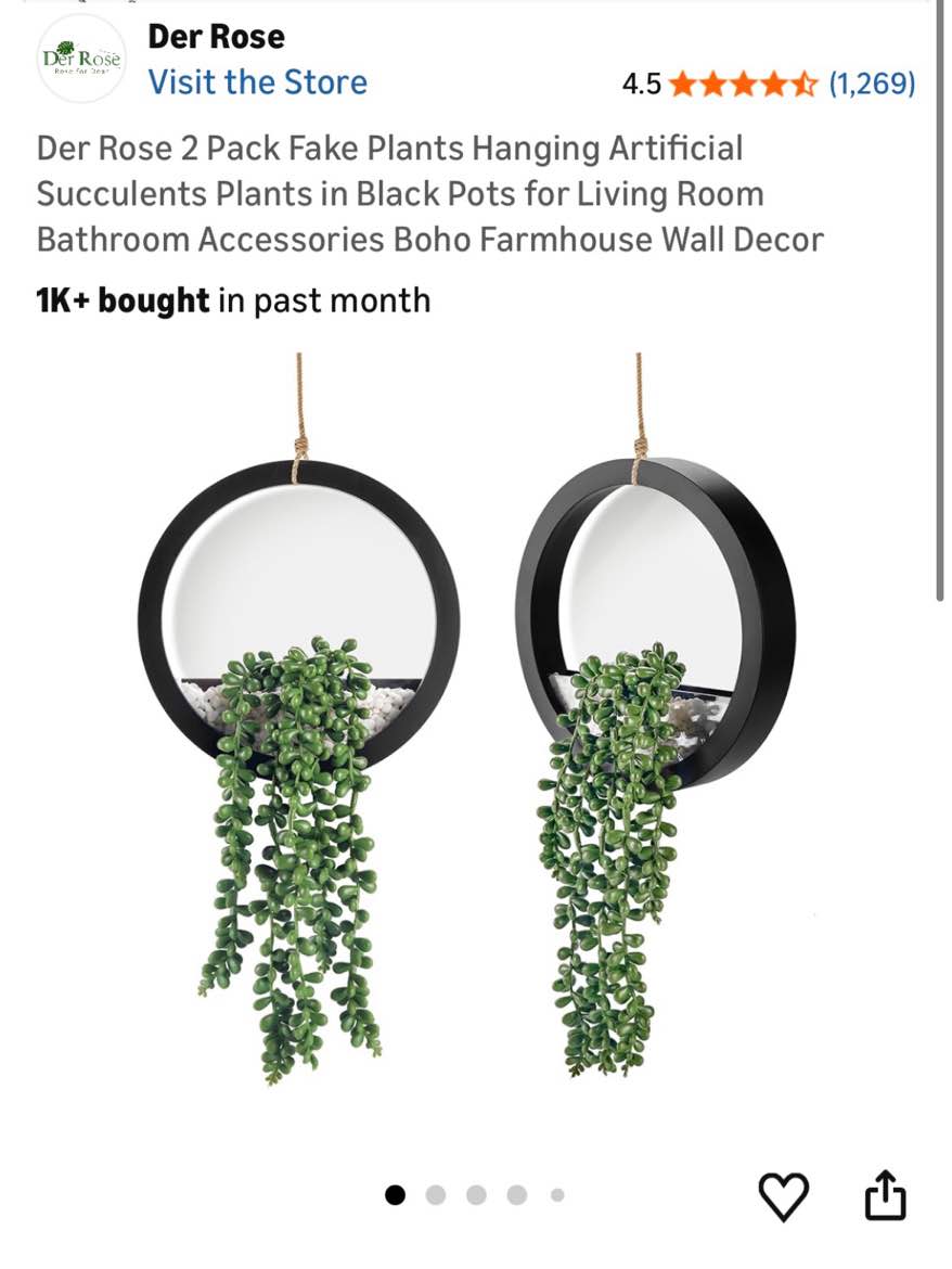 der rose 2 pack fake plants hanging artificial succulents plants in black pots for living room bathr