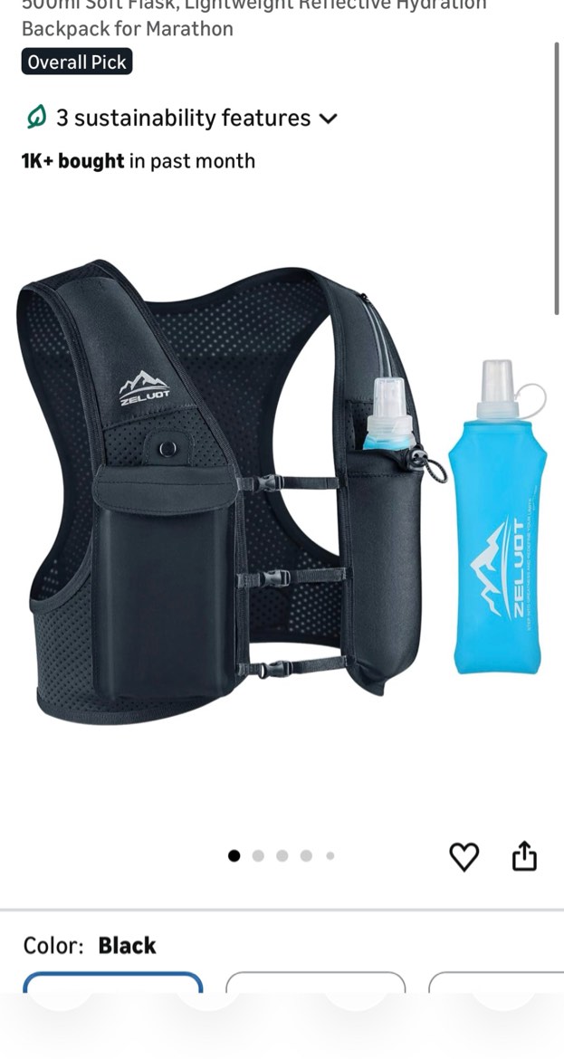 zelvot running vest for women men, usa original patent, adjustable chest straps running hydration ve