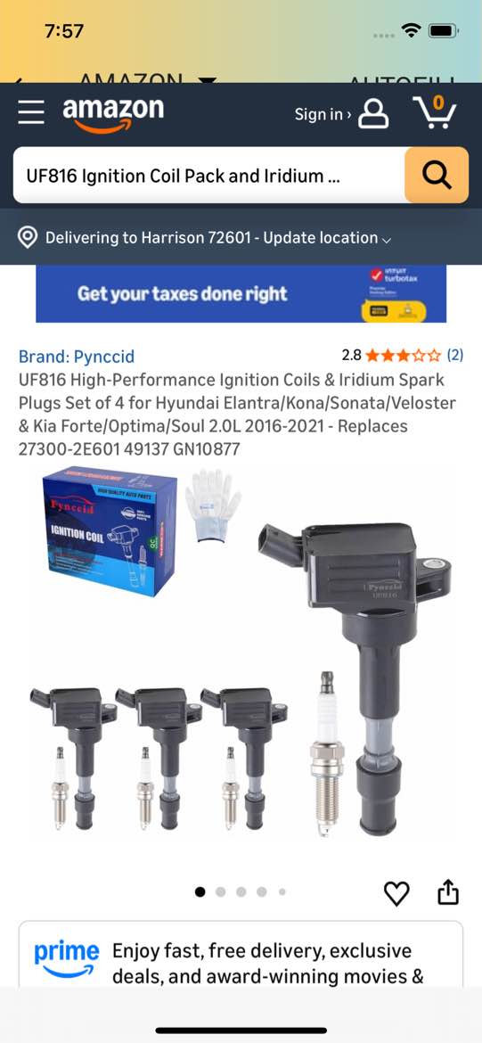 uf816 ignition coil pack and iridium spark plugs set of 4 compatible with hyundai elantra kona sonat