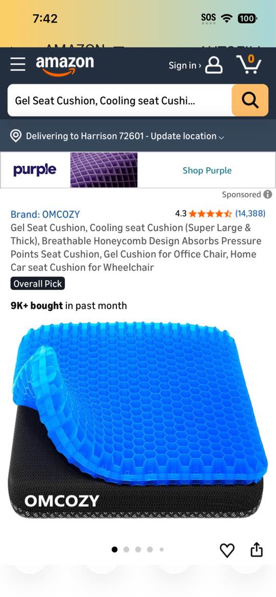 gel seat cushion, cooling seat cushion (super large & thick), breathable honeycomb design absorbs pr