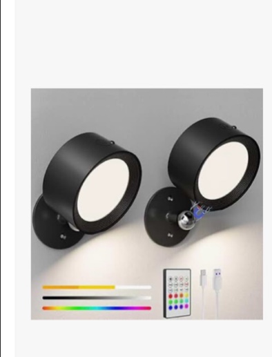 Condition photo showing Good Condition for adetu 2 pcs led wall mounted lights, rgb wall sconces lamp with rechargeable battery operated usb po