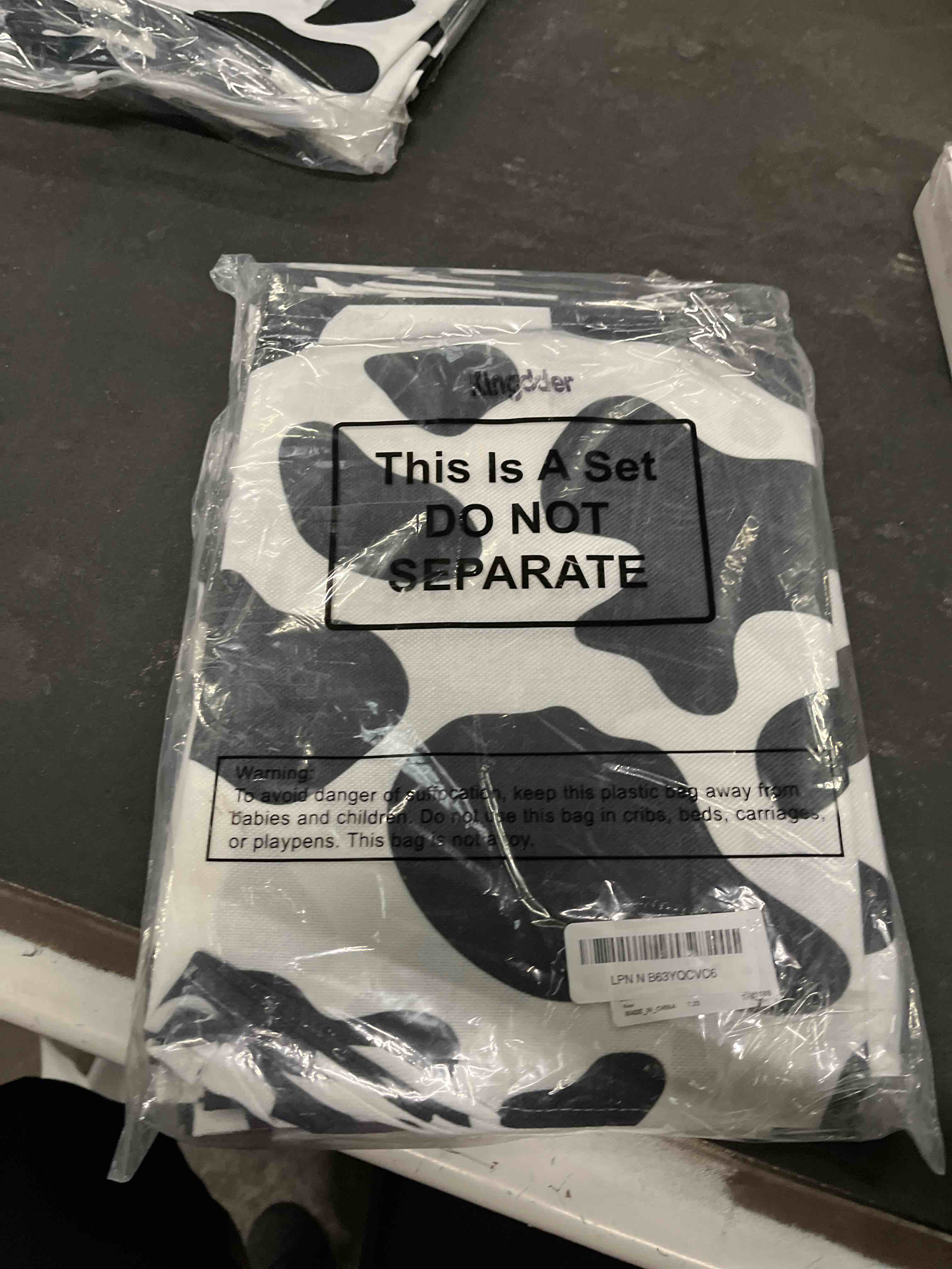 Condition photo showing Good Condition for kingdder 8 pcs linen cow print pattern table runner farm black and white cowhide tablecloth cow prin