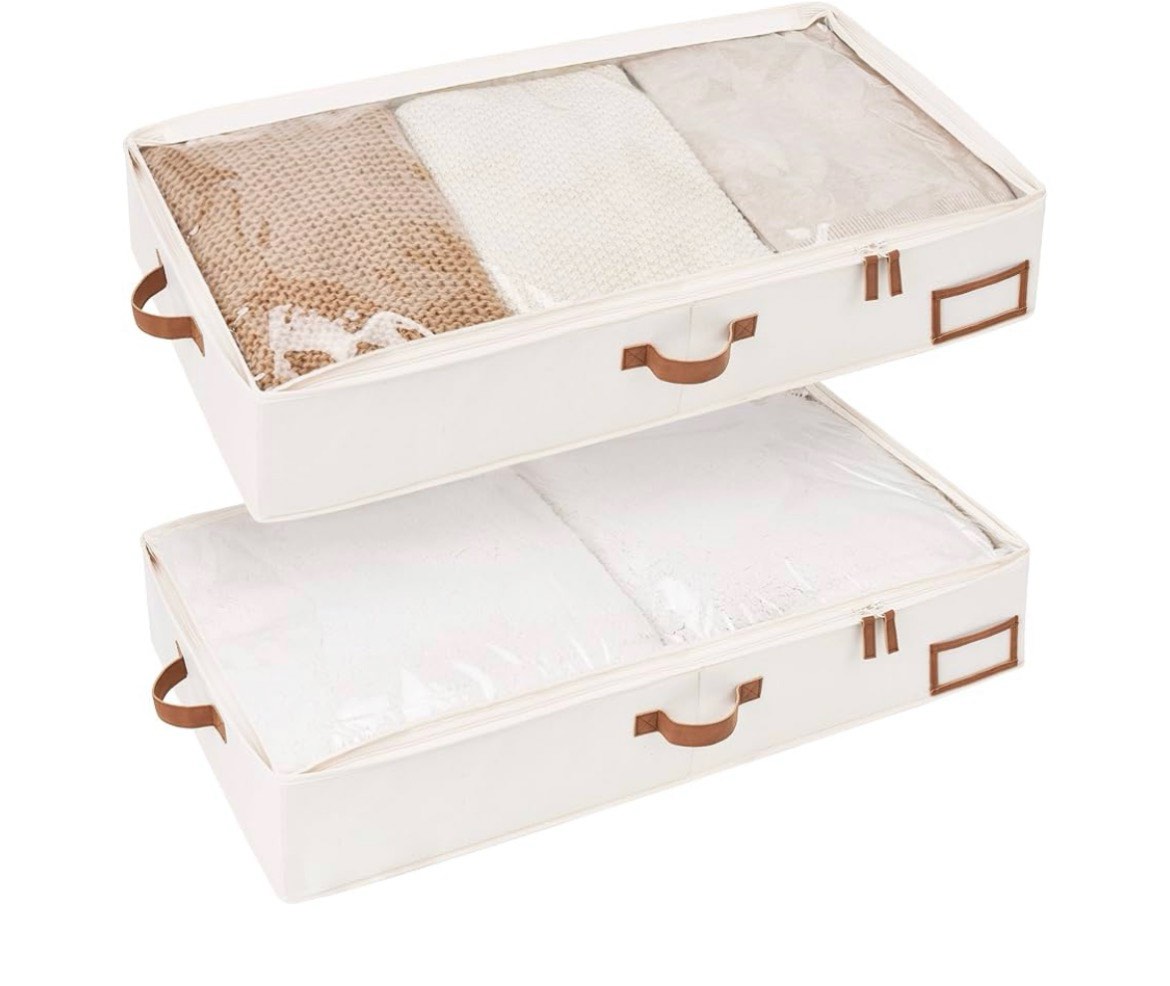 StorageWorks Extra Large Under Bed Storage Containers with Handles and Label Holder, 2 Pack Ultra-th