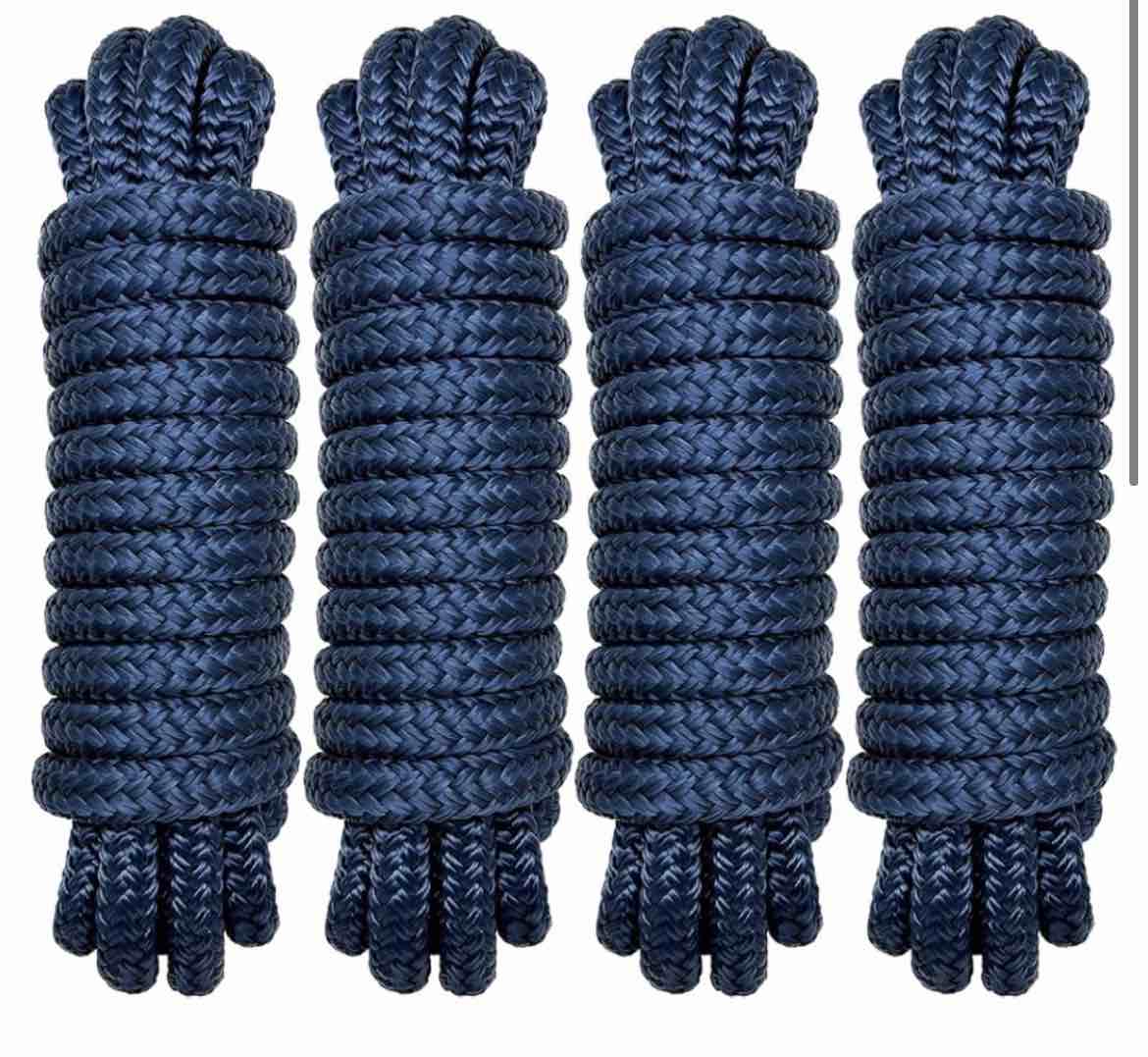 pacthsd 1/2" x 6' boat fender lines (4-pack) - double braided nylon dock lines for boats - marine gr