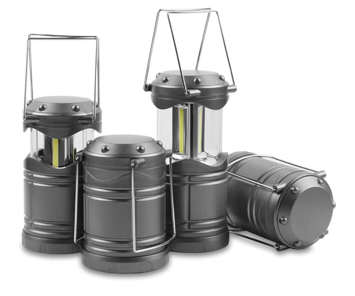 lichamp led camping lantern, 4 pack battery powered flashlight for power outages, portable collapsib
