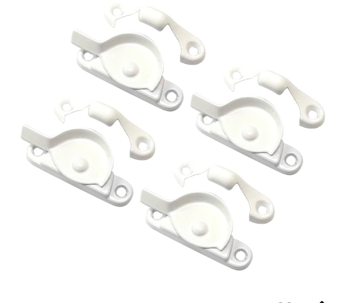 qcaa sliding window security lock, child proof lock, aluminum, white, 8 pack, made in taiwan