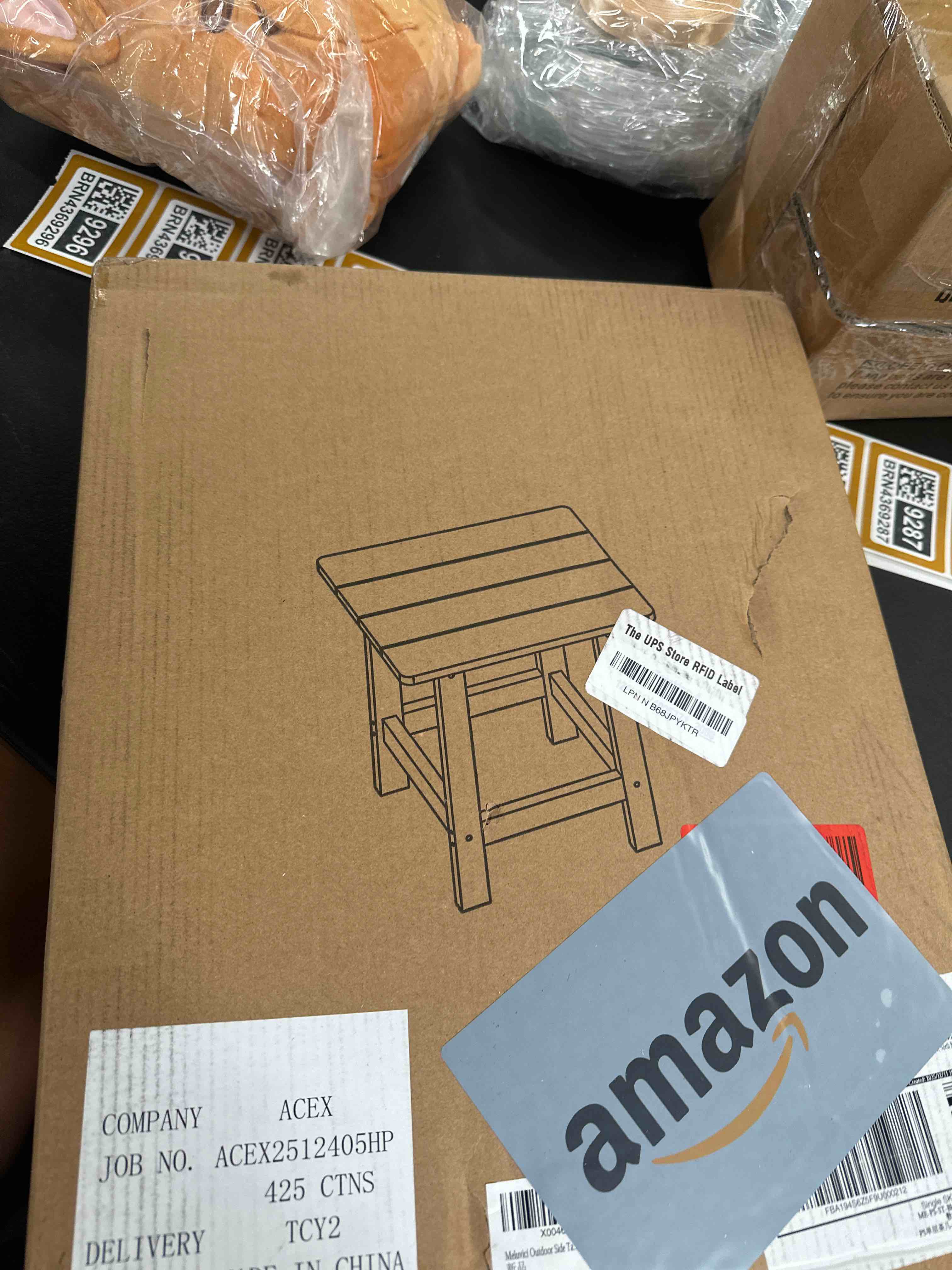 Condition photo showing Good Condition for outdoor side table, hdps single adirondack side table weather resistant, outside table for adirondack chair, outside end table for patio, pool, deck, porch, patio or indoor use, black