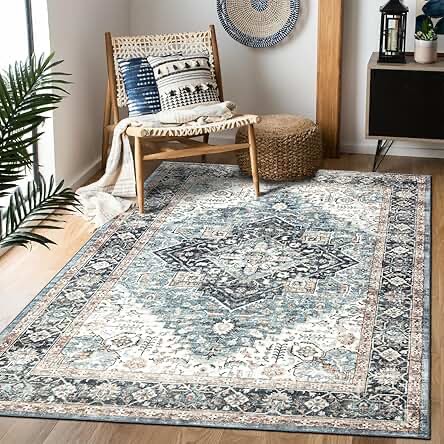 Condition photo showing Good Condition for 9x12 area rugs for living room, non slip machine washable vintage rugs, low pile lightweight large rug for bedroom, dining room, home office beige