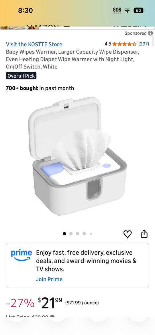 Condition photo showing Good Condition for kostte baby wipes warmer, larger capacity wipe dispenser, even heating diaper wipe warmer with night