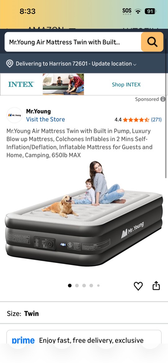 Condition photo showing Good Condition for mr.young air mattress twin with built in pump, luxury blow up mattress, colchones inflables in 2 min