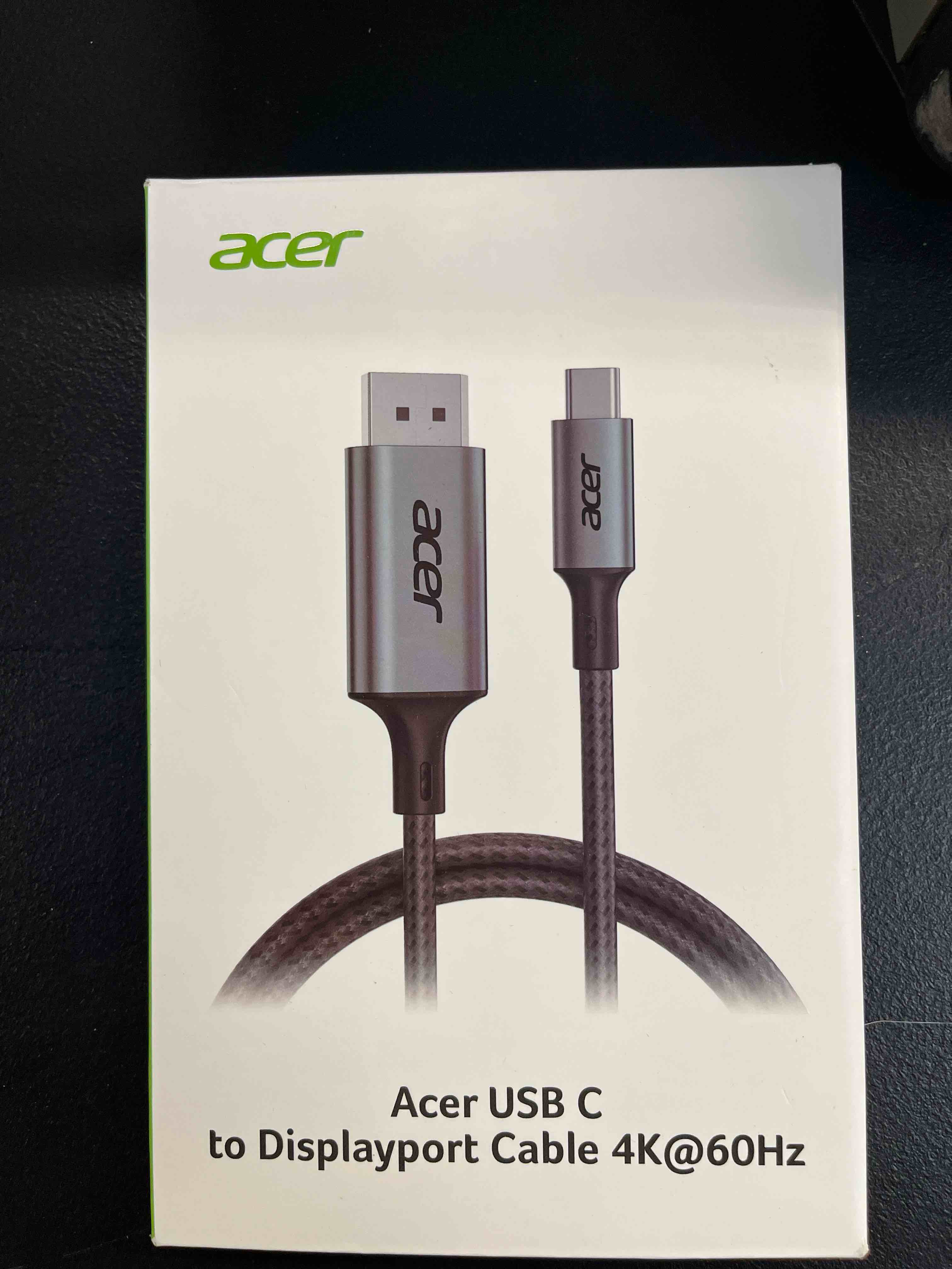acer usb c to displayport cable 6.6 ft (4k@60hz 2k@165hz), type-c to displayport cord (sturdy alumin