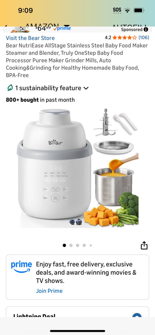 Condition photo showing Good Condition for bear 2024 baby food maker | one step baby food processor steamer puree blender | auto cooking & grin