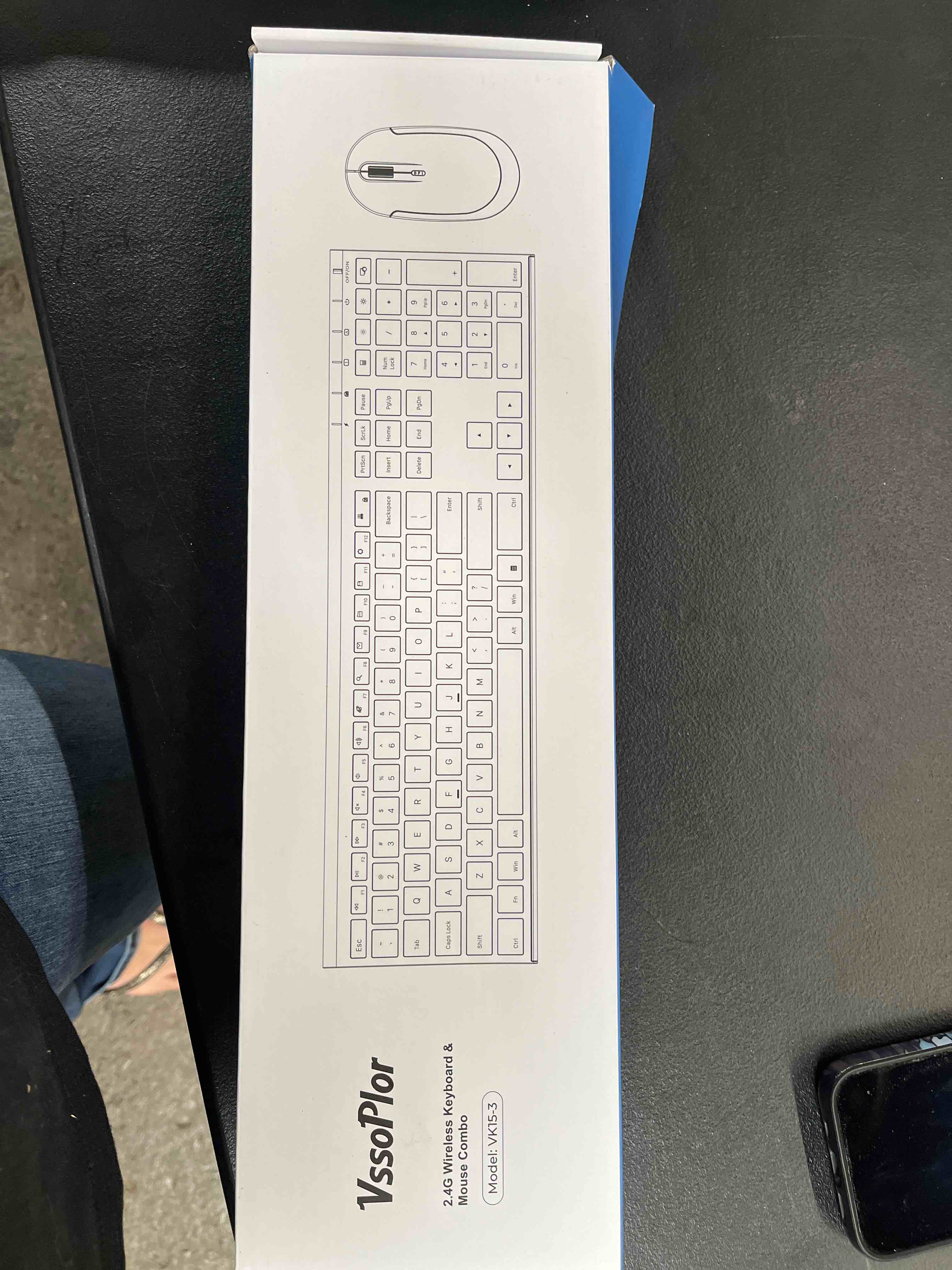 Wireless Keyboard and Mouse, Vssoplor 2.4GHz Rechargeable Compact Quiet Full-Size Keyboard and Mouse
