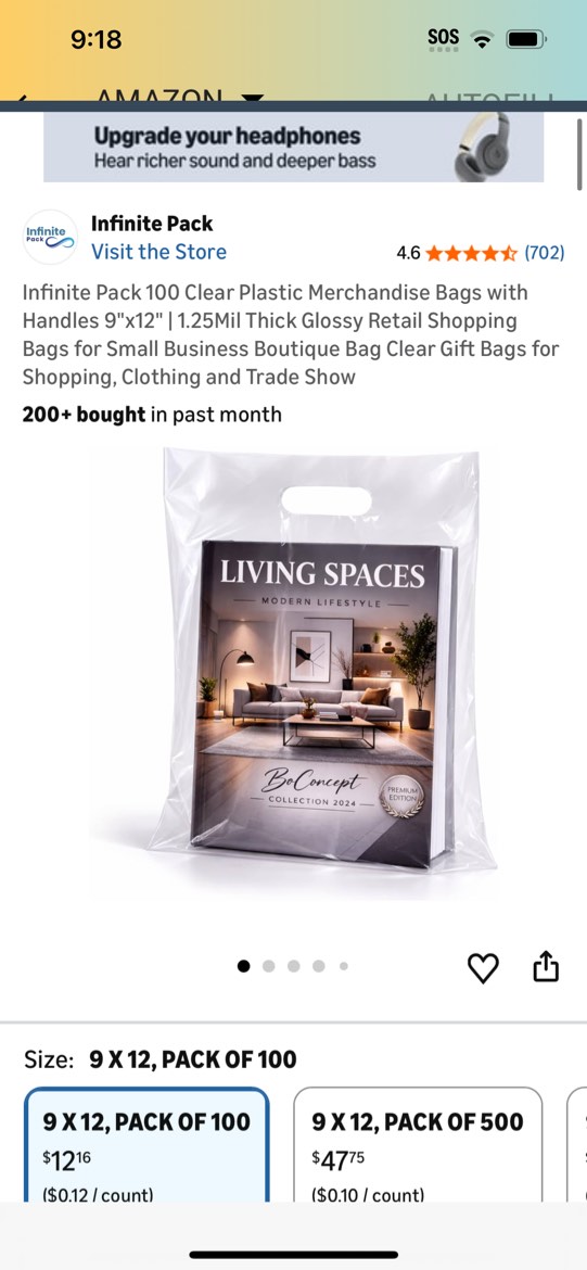 Condition photo showing Good Condition for cosgoolk 100 pcs plastic bags with handles 12"x15", clear gift bags shopping merchandise bags for sm