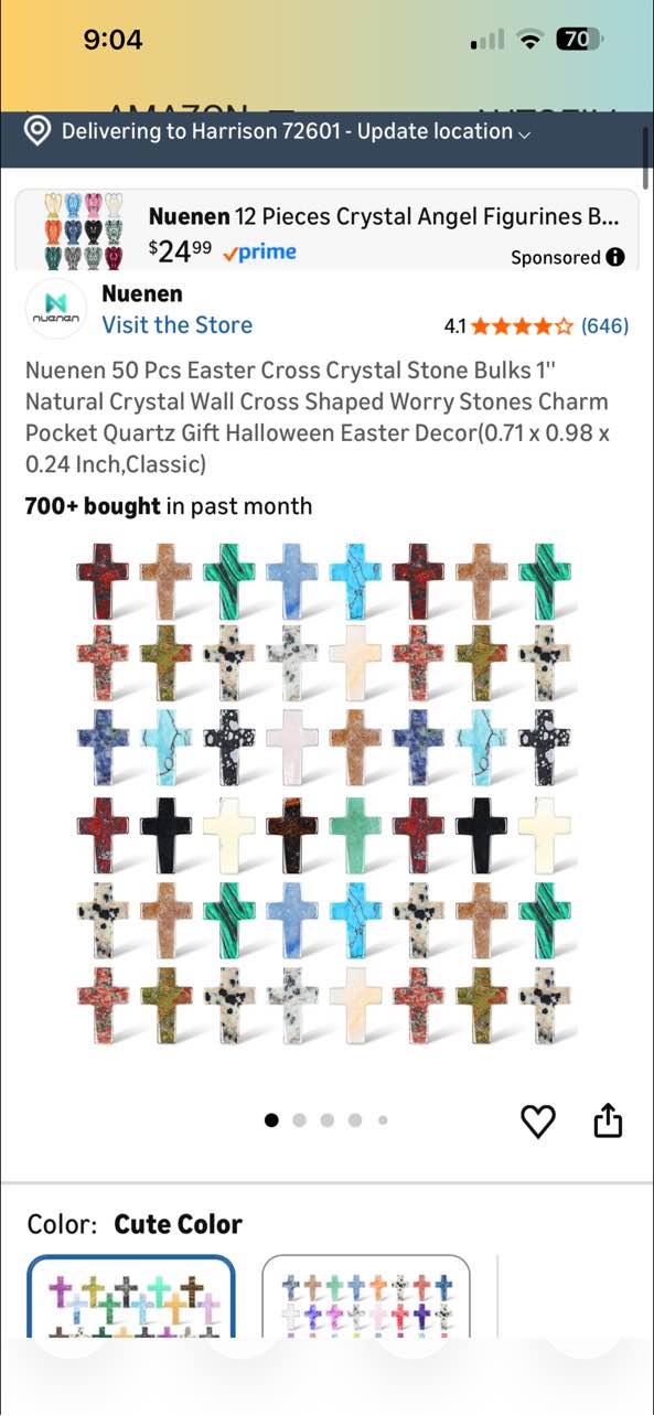 Condition photo showing Good Condition for nuenen 50 pcs easter cross crystal stone bulks 1'' natural crystal wall cross shaped worry stones charm pocket quartz gift halloween easter decor(0.71 x 0.98 x 0.24 inch,classic)