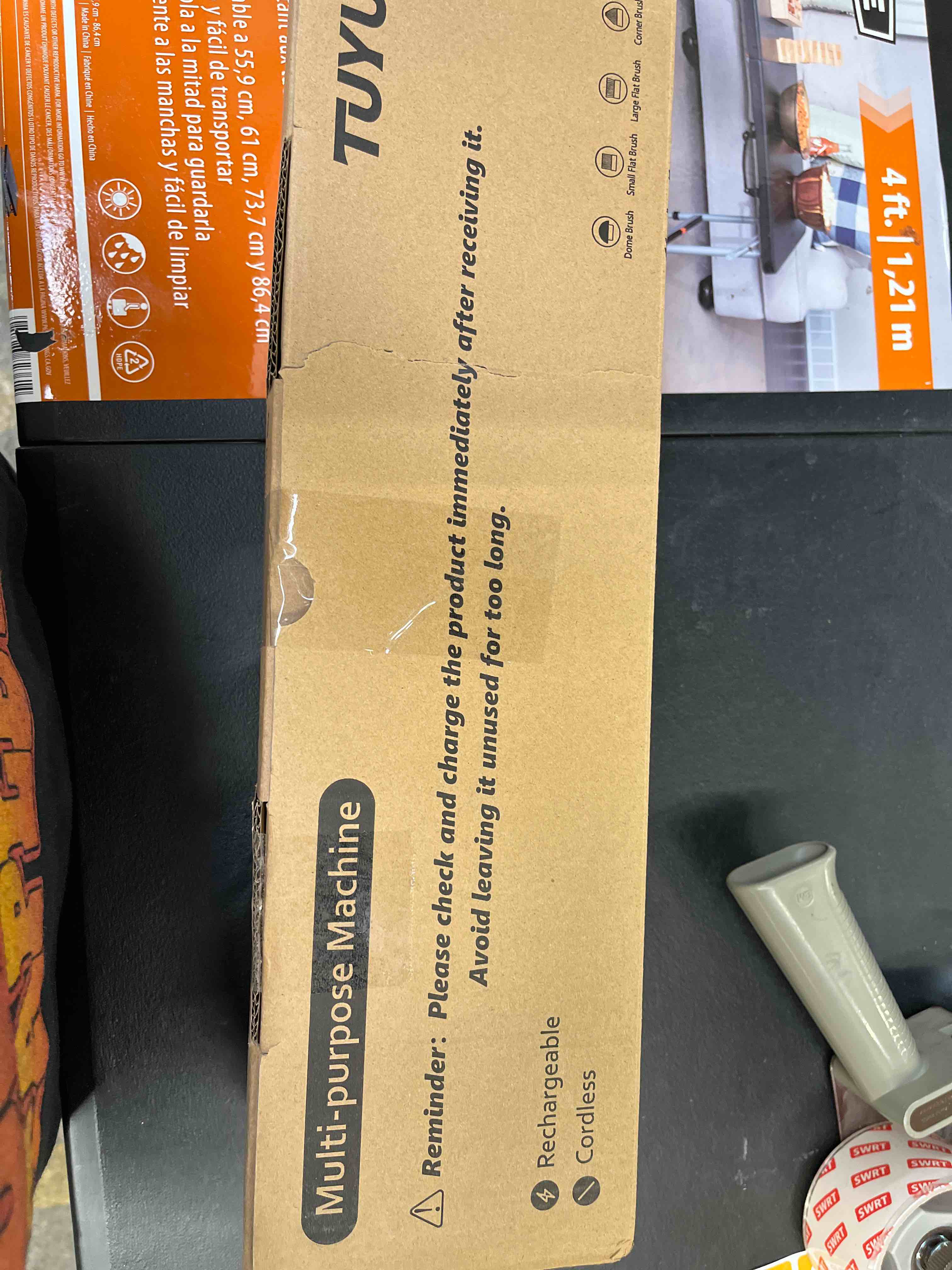 Condition photo showing Good Condition for tuyu electric spin scrubber, full-body ipx7 waterproof bathroom scrubber with power lcd display, adjustable extension handle, cordless shower cleaner brush for bathtub kitchen wall cleaning black