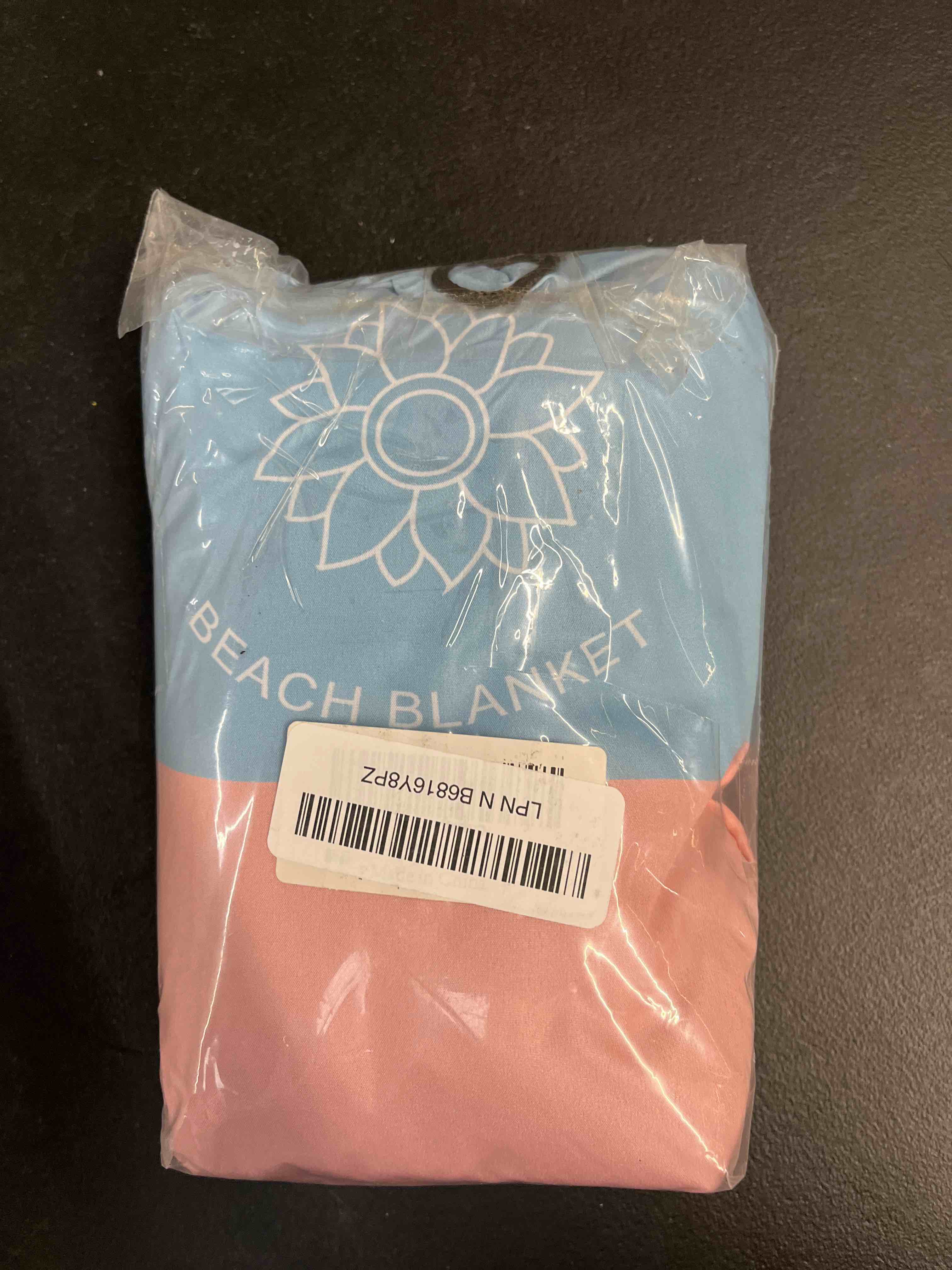 Condition photo showing Good Condition for beach blanket sandproof extra large beach mat adults waterproof quick drying sand free mat made by premium polyester with 4 stakes & 4 corner pockets for outdoor travel camping hiking blue flower 79" x 83"