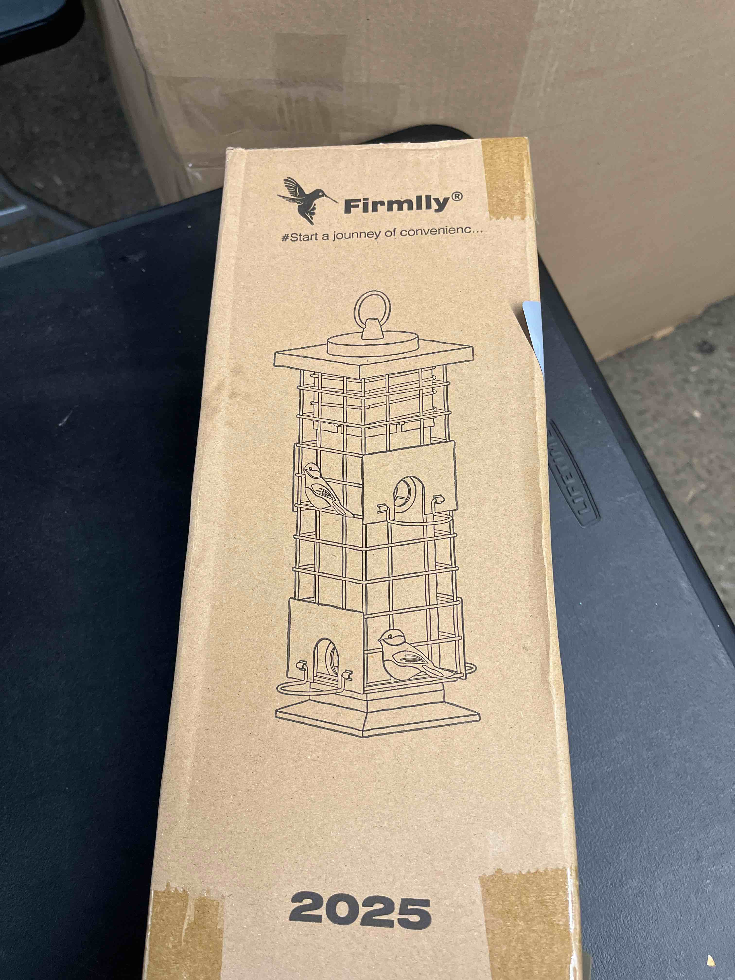 Condition photo showing Good Condition for squirrel proof bird feeders for outdoors hanging, metal wild bird feeder with 4 feeding ports | 2.5 lb capacity, weather-resistant for year-round use,dark grey