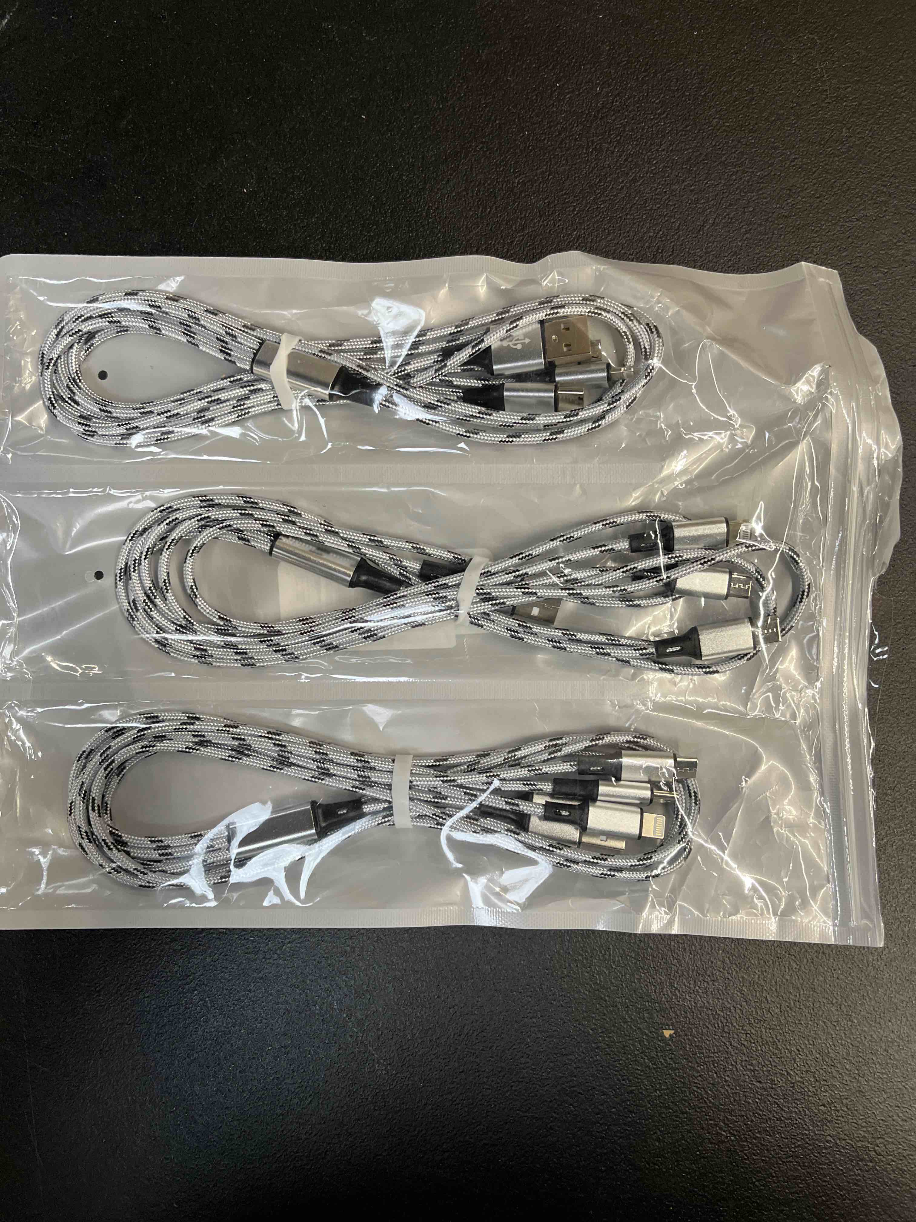 Condition photo showing Good Condition for multi charging cable, 5ft 3pack multi charger cable nylon braided multiple usb universal 3 in 1 charging cord adapter with type-c, micro usb port connectors for cell phones and more