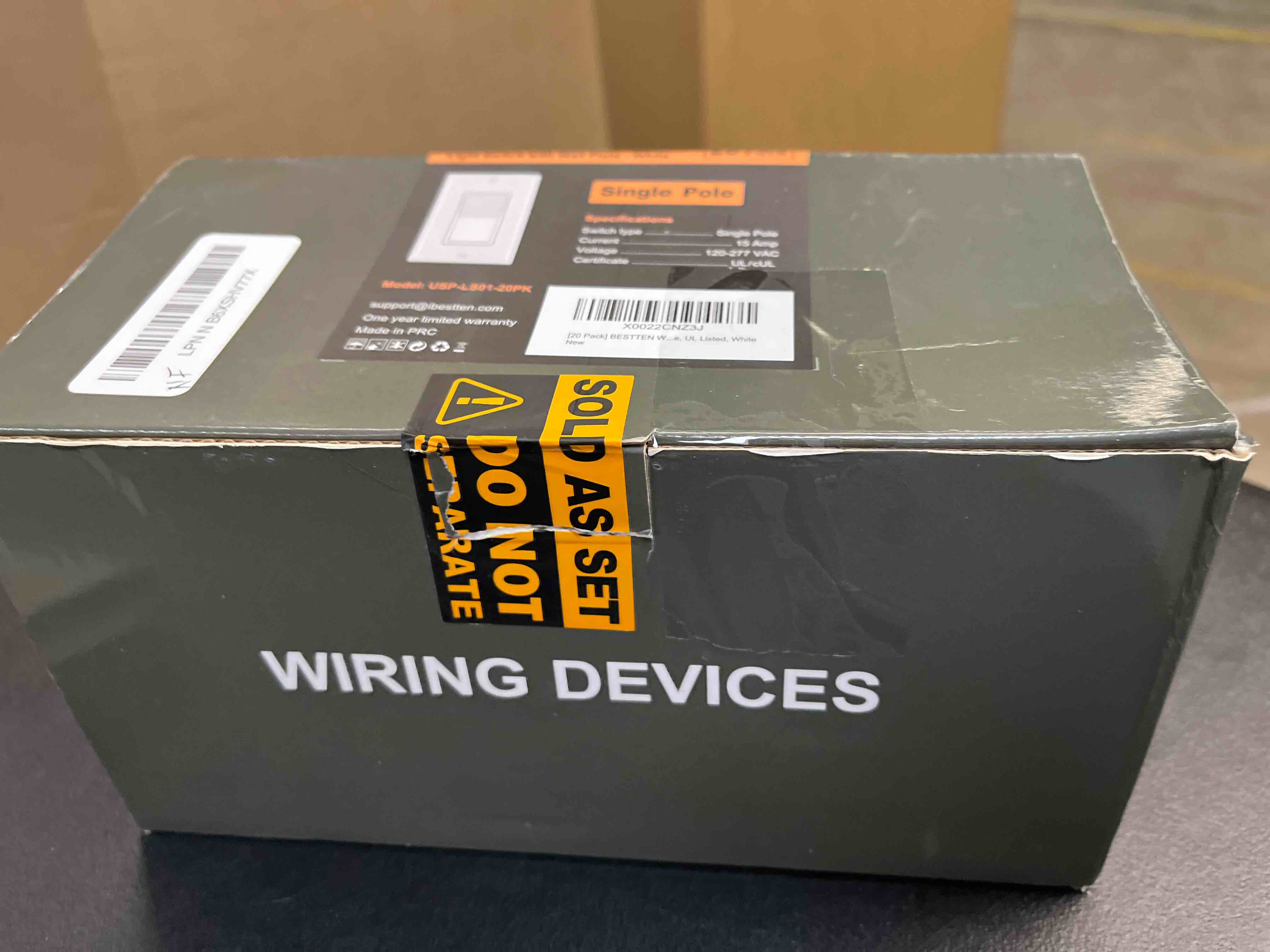 Condition photo showing Good Condition for bestten 20 pack single pole decorator wall light switch with wallplate, 15a 120/277v, on/off rocker paddle interrupter, ul listed, white single pole 20