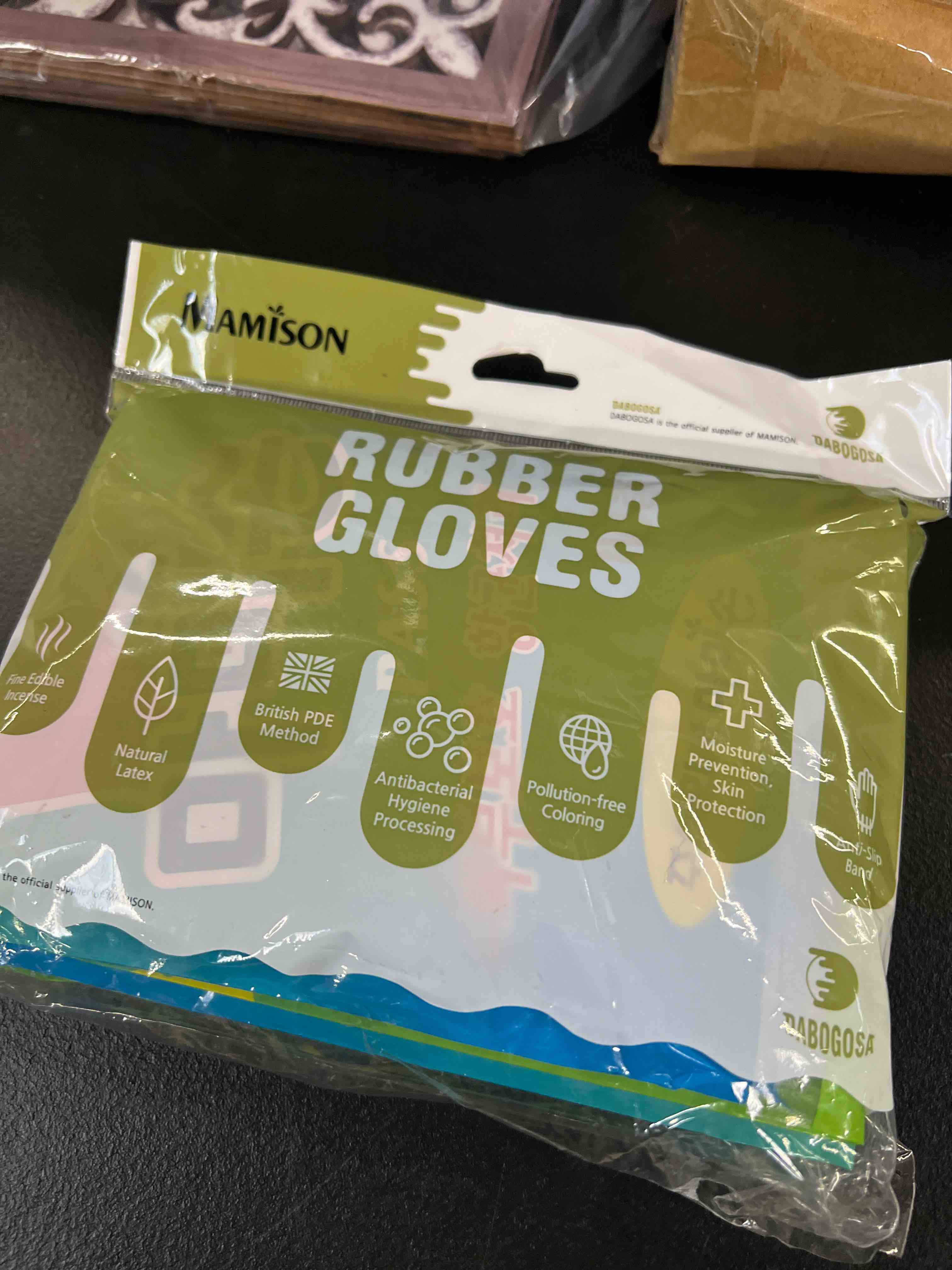 Condition photo showing Good Condition for dabogosa mamison 2 pairs reusable waterproof household dishwashing cleaning rubber gloves, non-slip kitchen glove (pink, medium (pack of 2)) pink medium (pack of 2)