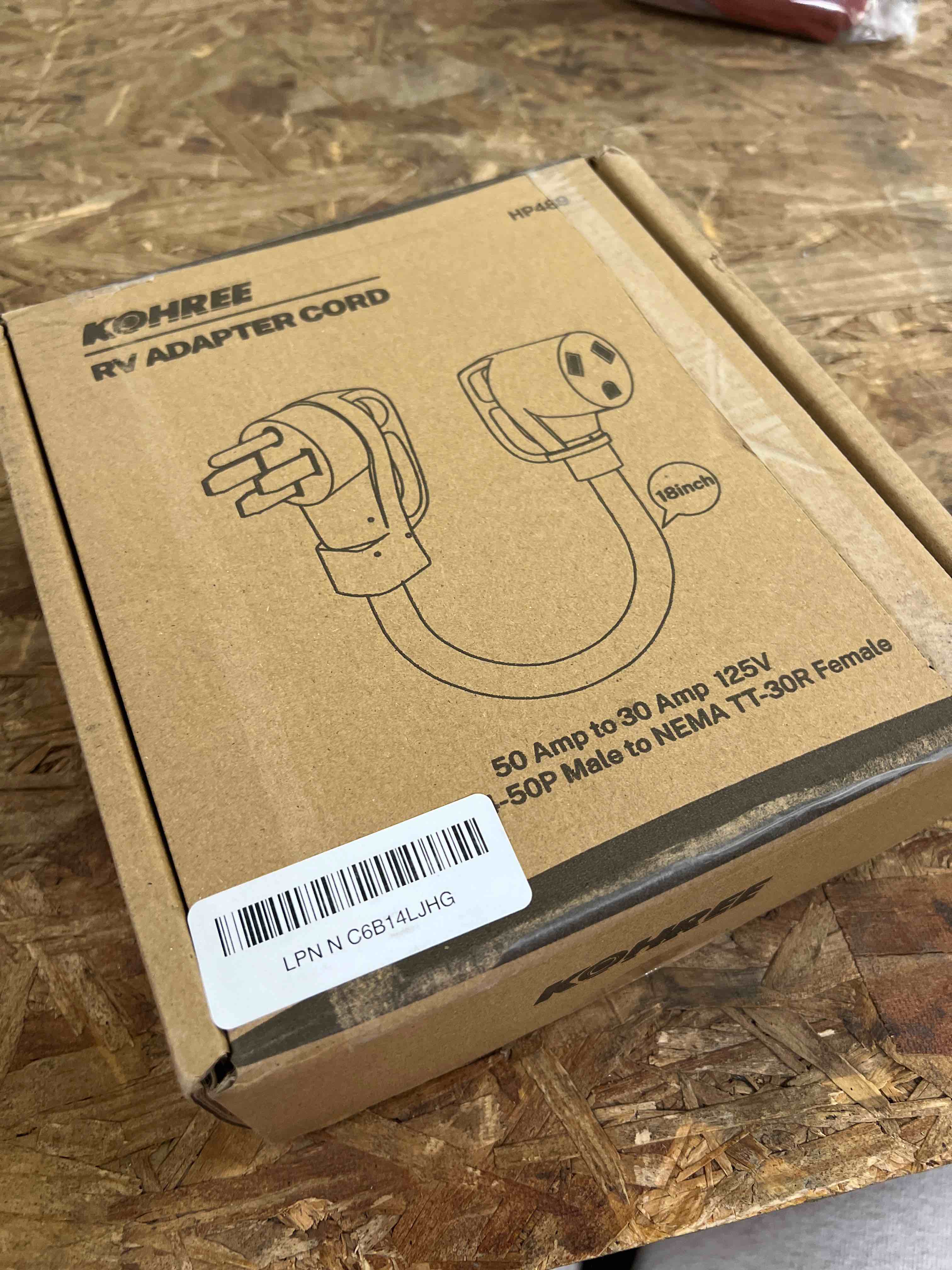 Condition photo showing Good Condition for kohree 50 amp to 30 amp rv adapter 18", heavy duty rv dogbone electrical plug adapter with grip handle, nema 14-50p to nema tt-30r, 125v/3750w, etl listed 50m/30f 18''