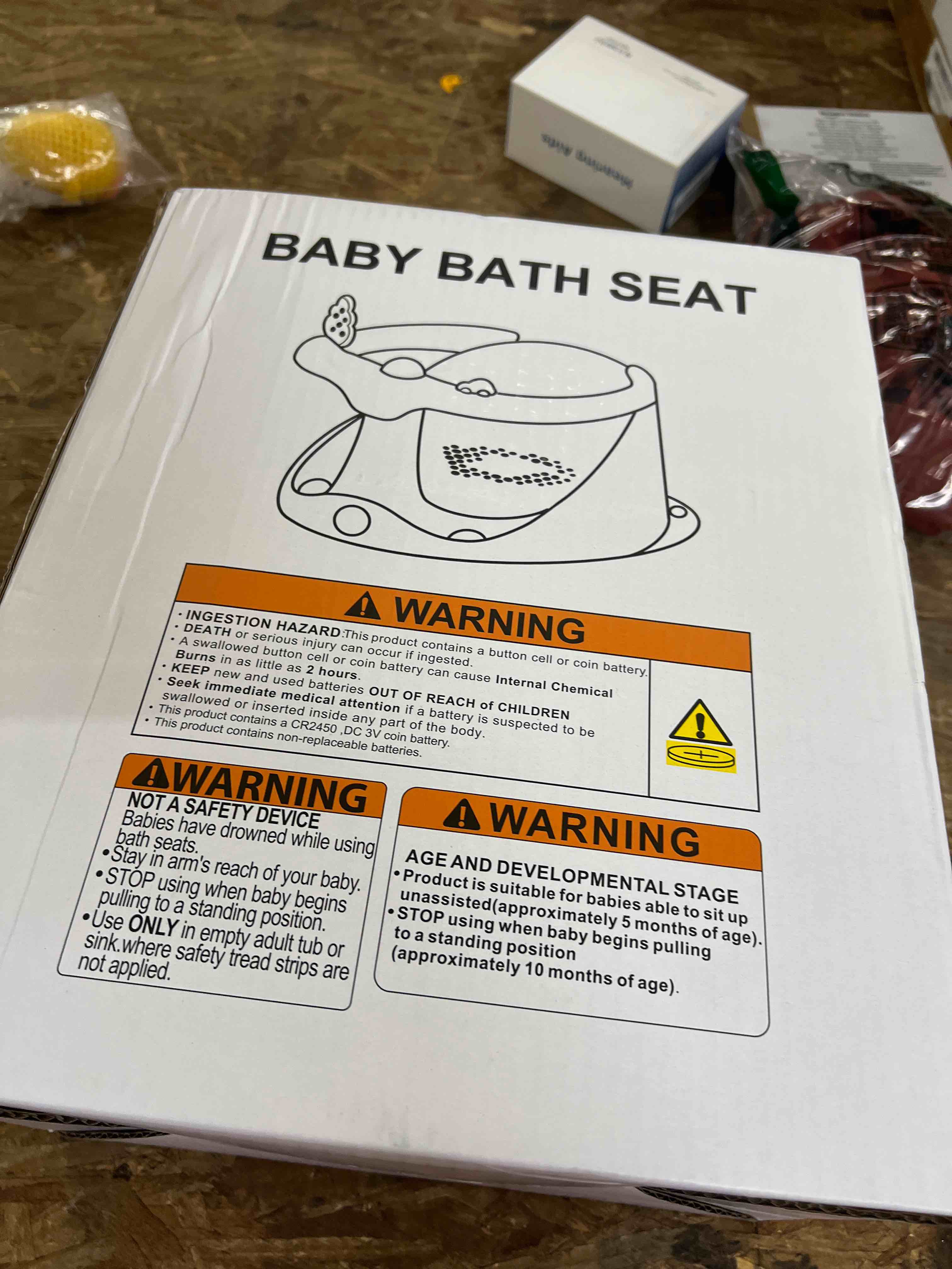 Condition photo showing Good Condition for baby bath seat for babies 6 months & up - bathtub seats for babies sitting up with rinse cup, non-slip, comfortable, infant bath essentials, gray grey