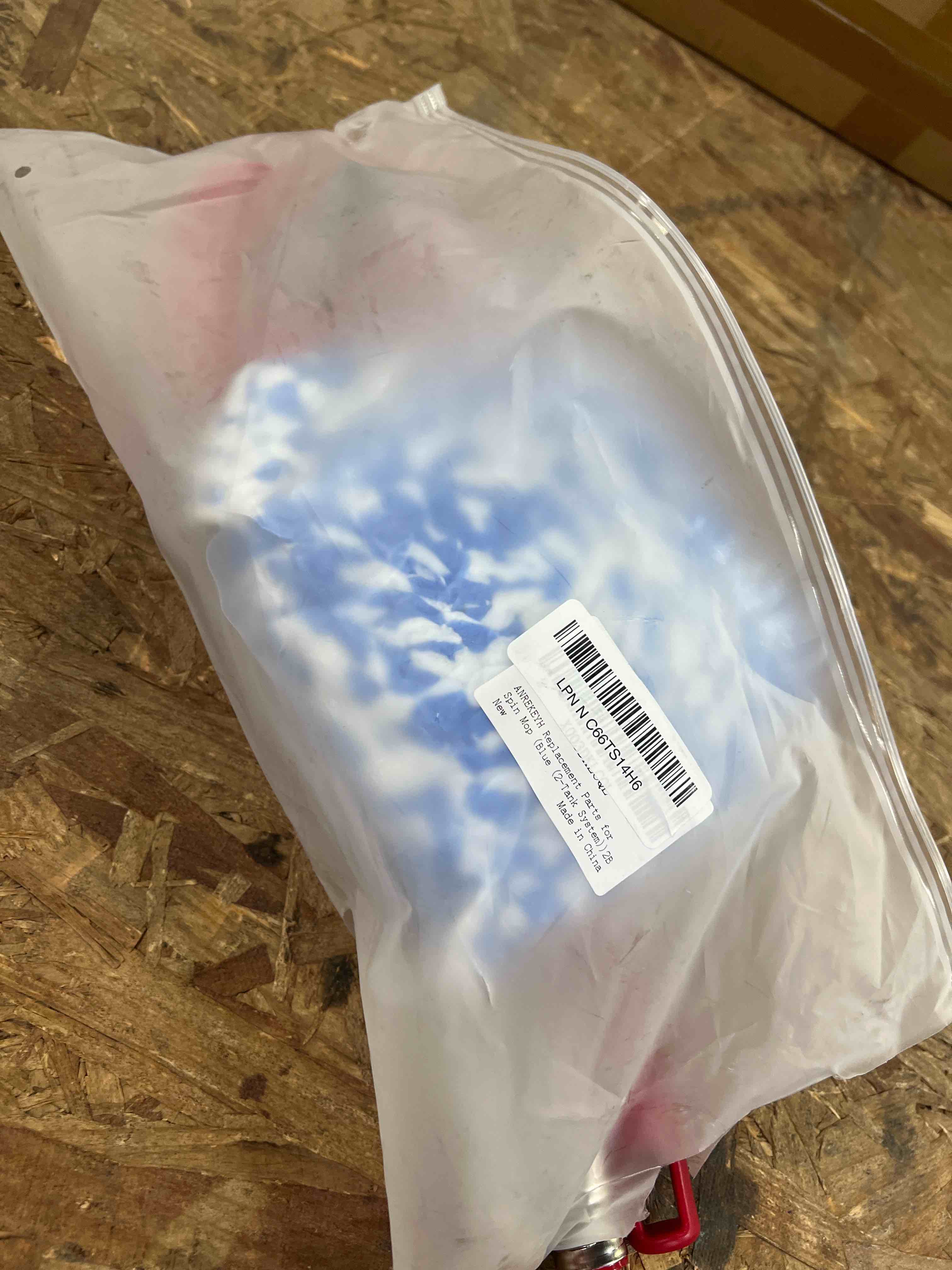 Condition photo showing Good Condition for spin mop head, base, handle replacement for o-ceda easywring rinseclean microfiber spin mops, 2 microfiber mop refills, 1 triangle head cover and 30-58in handle (blue (2-tank system)) blue(2 tank system)