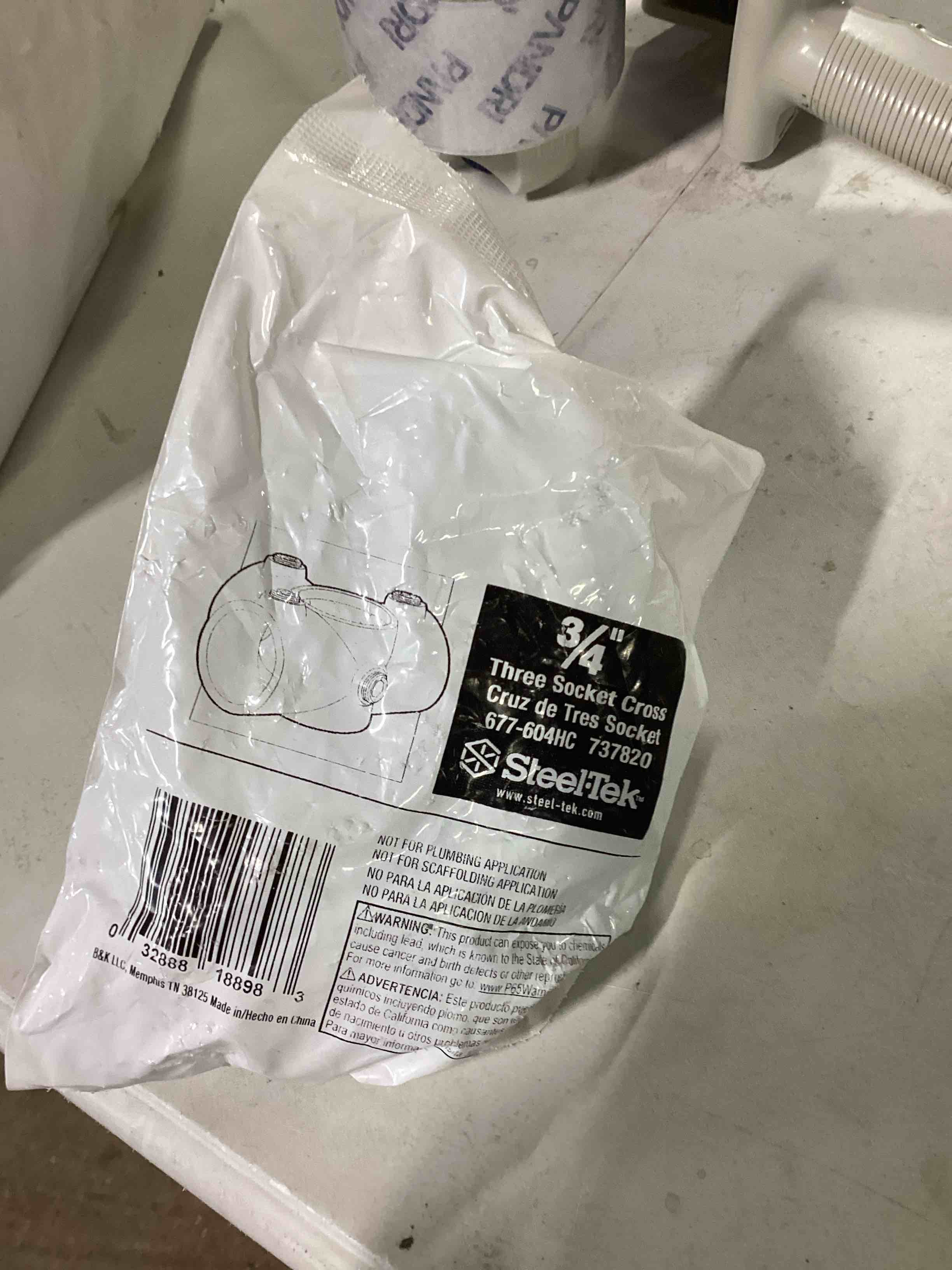 Condition photo showing Good Condition for Steel Tek 677-604HC 3/4" x 3/4" BK Products Socket Galvanized Steel Cross