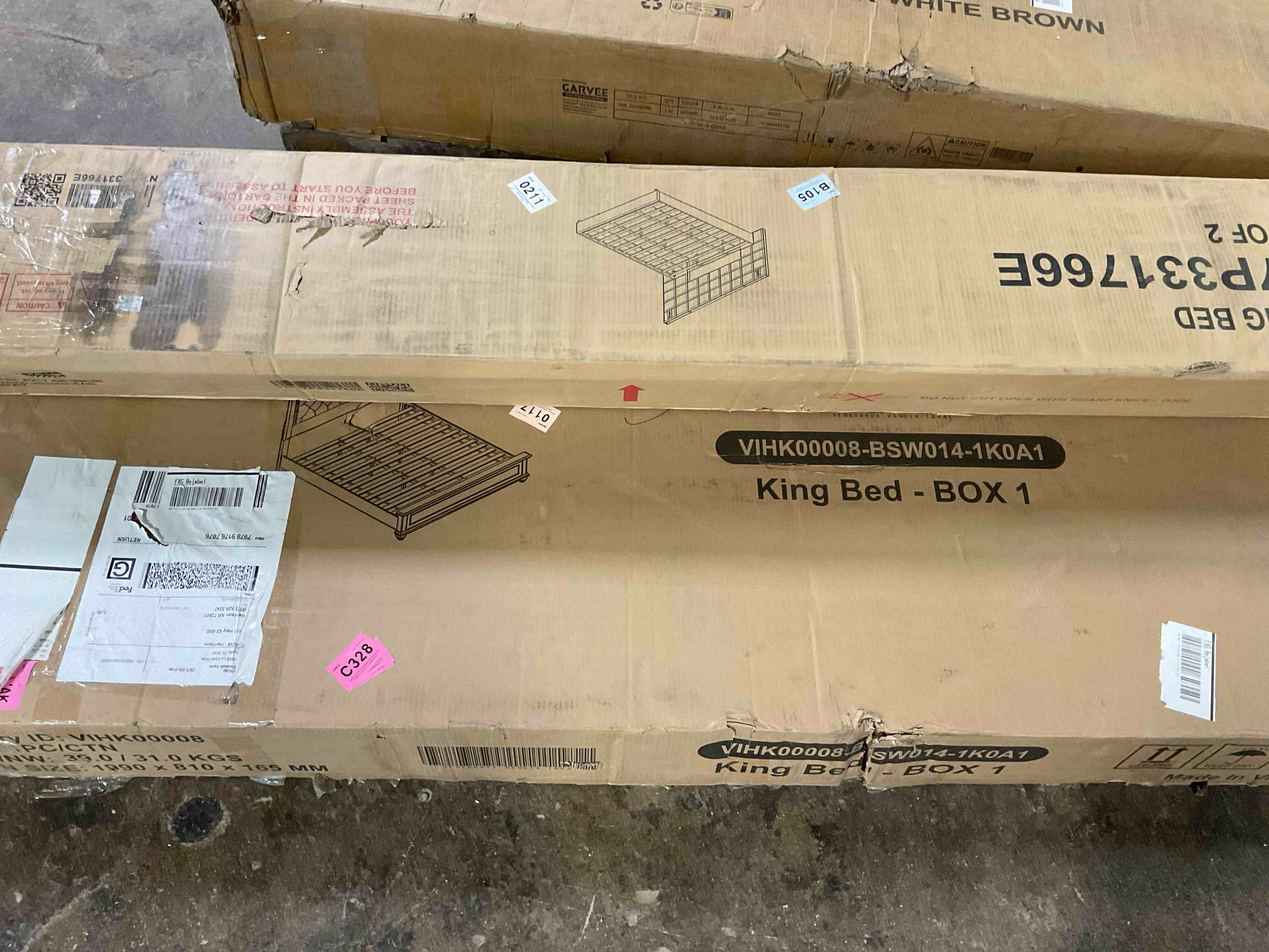 Condition photo showing Good Condition for Tan colored King bed frame