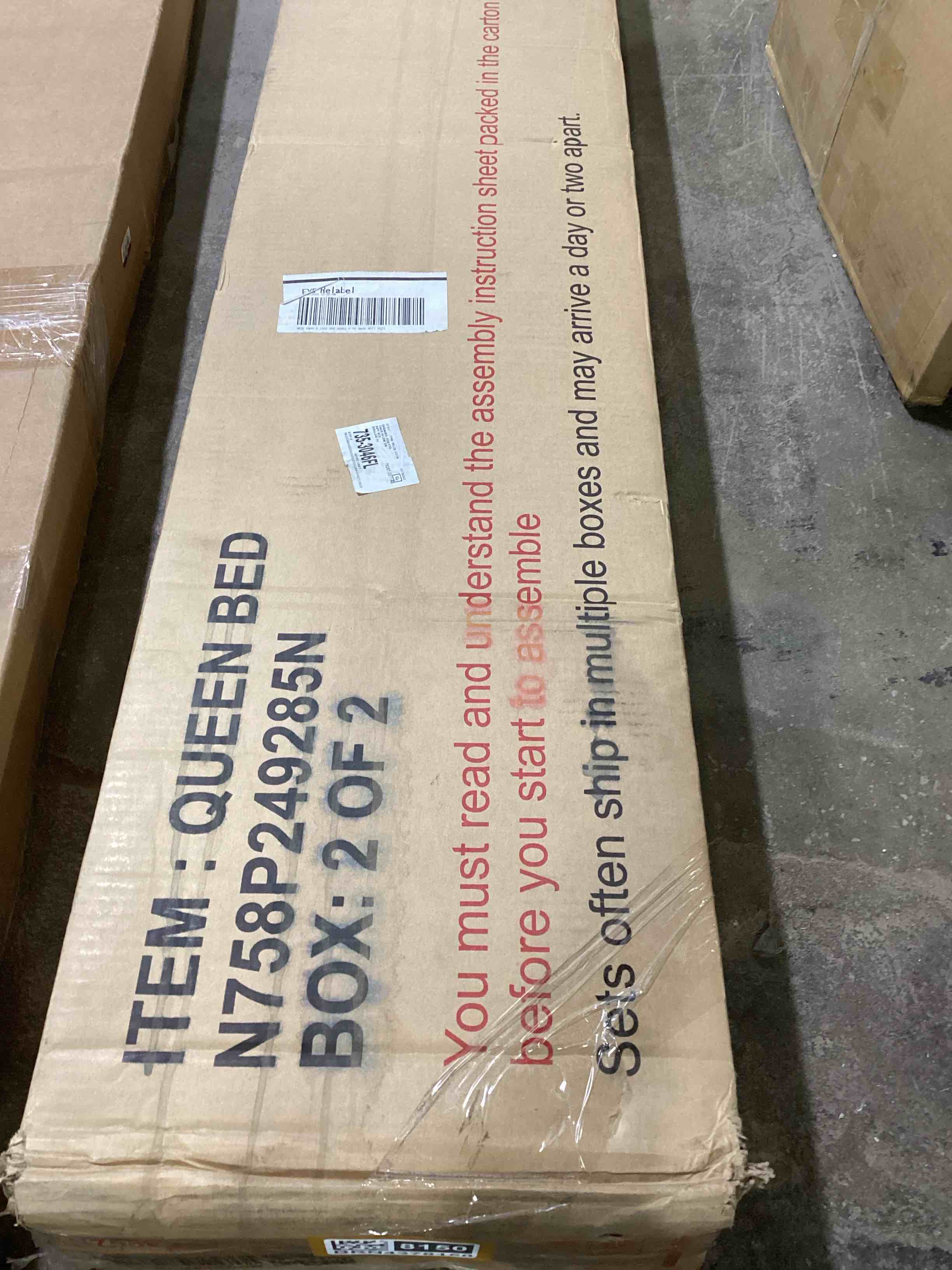 Condition photo showing Good Condition for (BOX 2 ONLY)Queen bed frame 