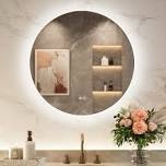 Adorna  Round Frameless Backlit Mirror, LED Bathroom Mirror with Dimmable Brightness, Anti-fog Function, 50000h Lifetime, Shatterproof Film