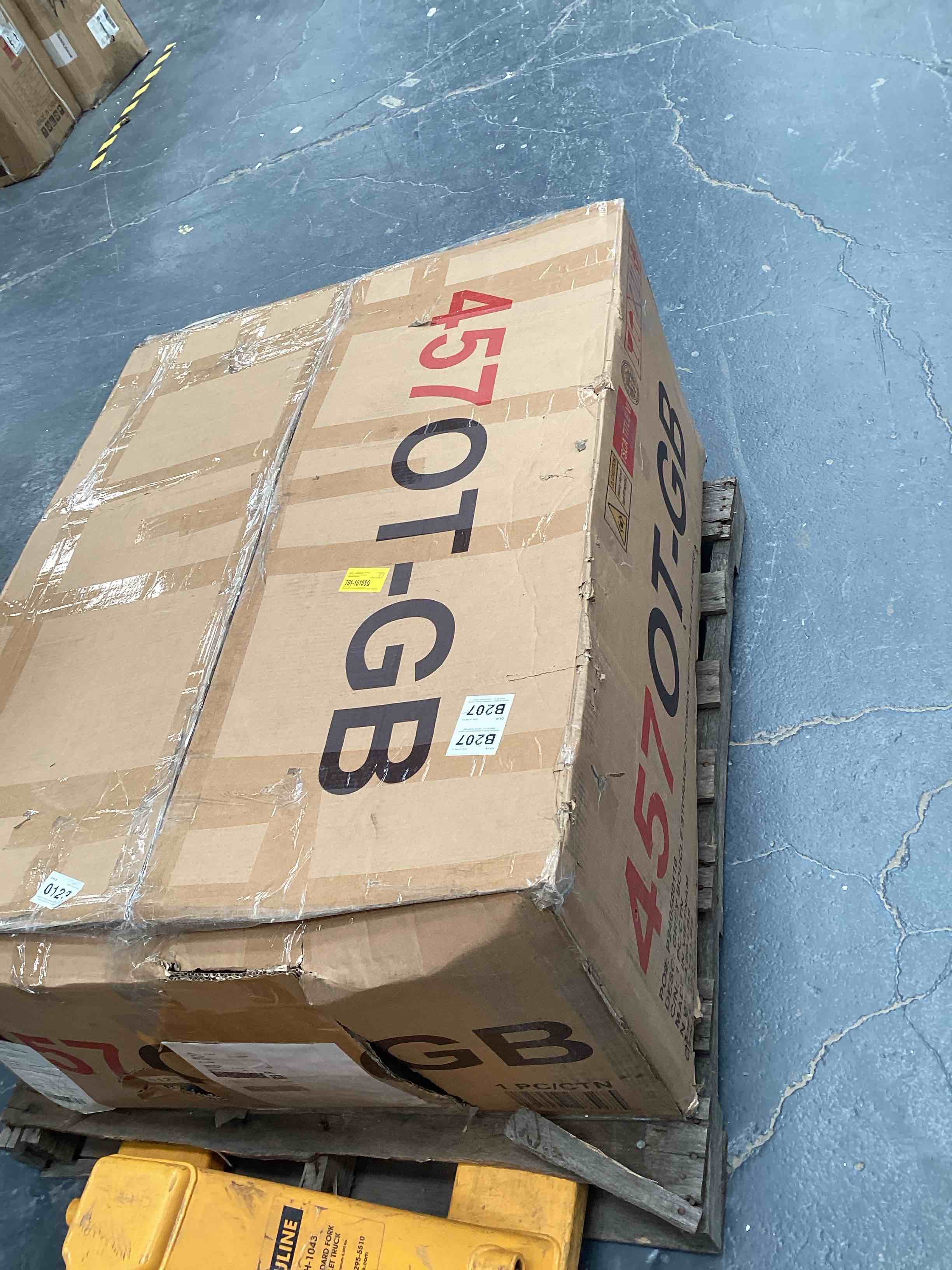 Condition photo showing Good Condition for Betts Boucle Fabric Storage Ottoman With Table And Casters