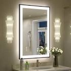 aevar ul certified front \u0026 back led anti-fog tempered glass framed bathroom/vanity mirror with 3-year warranty
