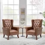 31.5" wide faux leather wingback chair