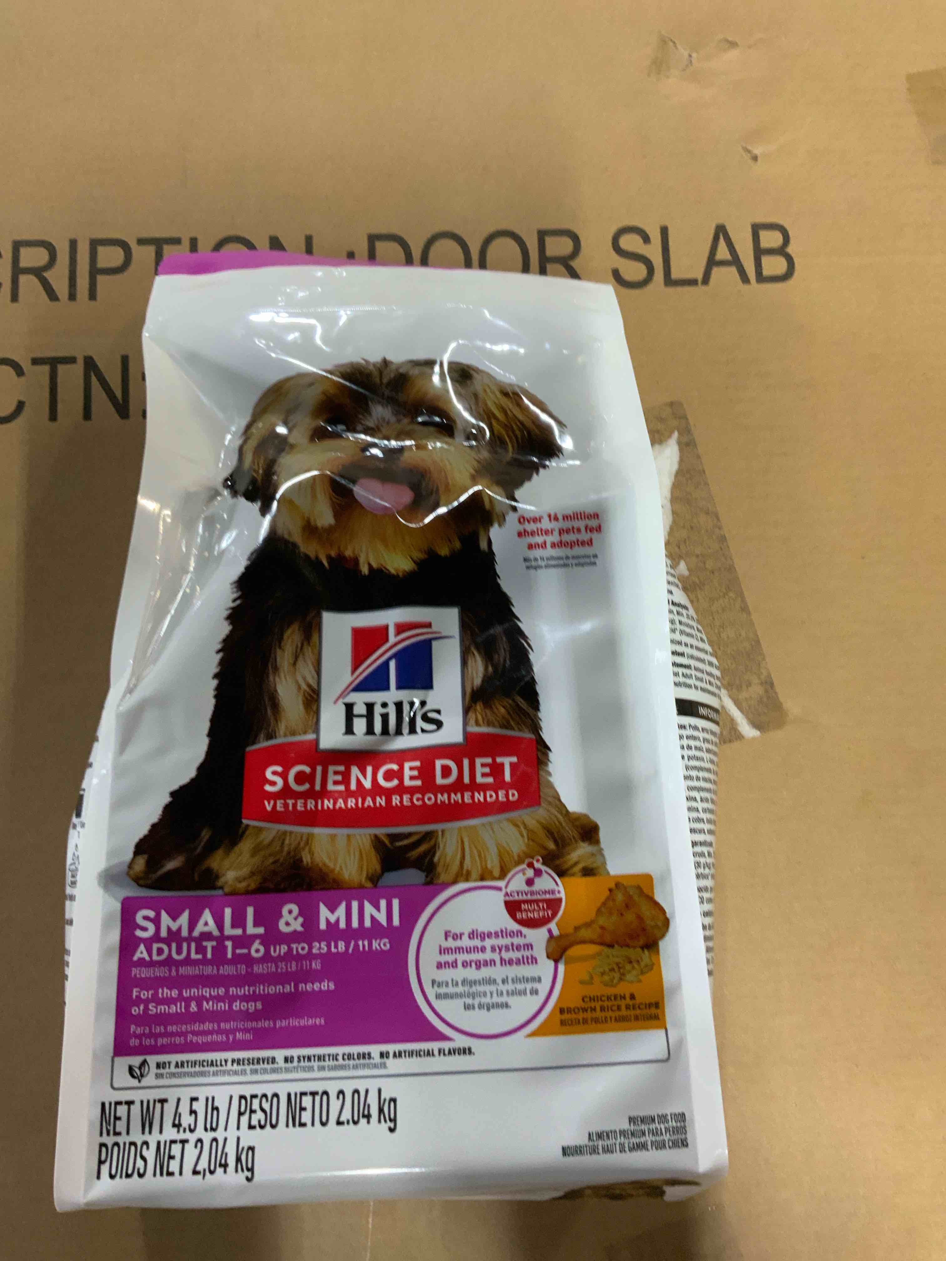 Condition photo showing New/Like New for hill's science diet dry dog food, adult, small & mini breed, chicken meal & rice, 4.5 lb. bag