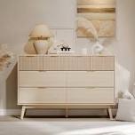 natural wood 8-drawer dresser - striped surface & pull-free drawers