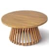 outdoor acacia wood patio coffee table, round dining table for backyard, lawn, balcony, teak finish