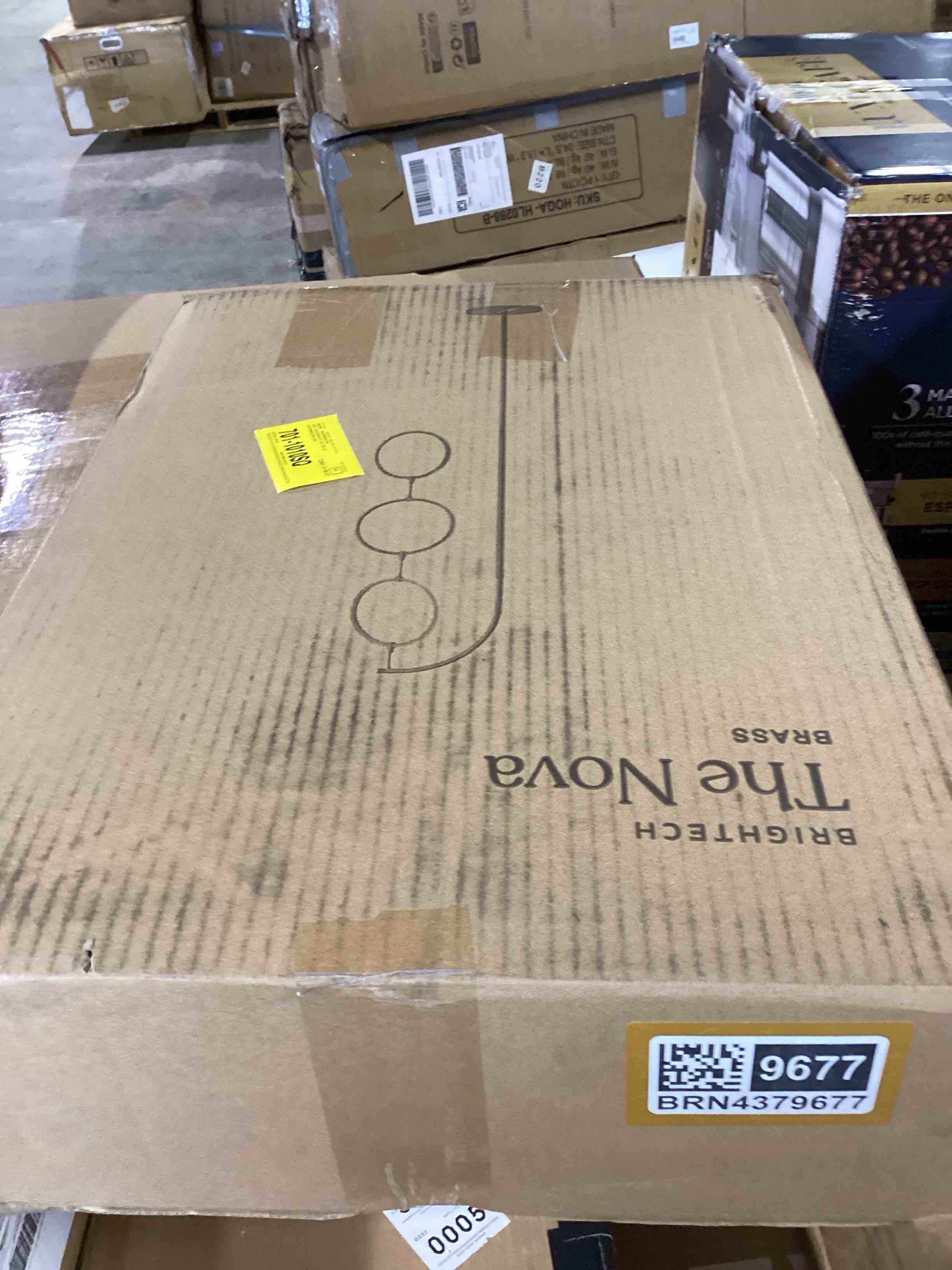 Condition photo showing Good Condition for nova 74 in. industrial arched standing modern floor lamp with novelty hanging led halos and built-in 3-way dimmer - integrated energy-saving led light