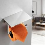 Hotel Style Toilet Paper Holder With Phone Shelf, Wall Mount Bathroom Tissue Roll Holder, Corrosion Resistant For Bathroom And Kitchen