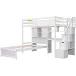 l-shape bunk bed with desk and storage system