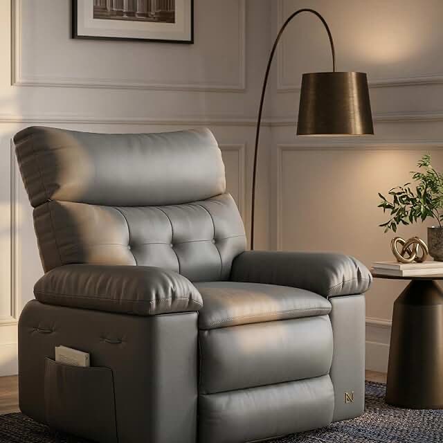 incomplete faux air leather recliner chair of box1 grey