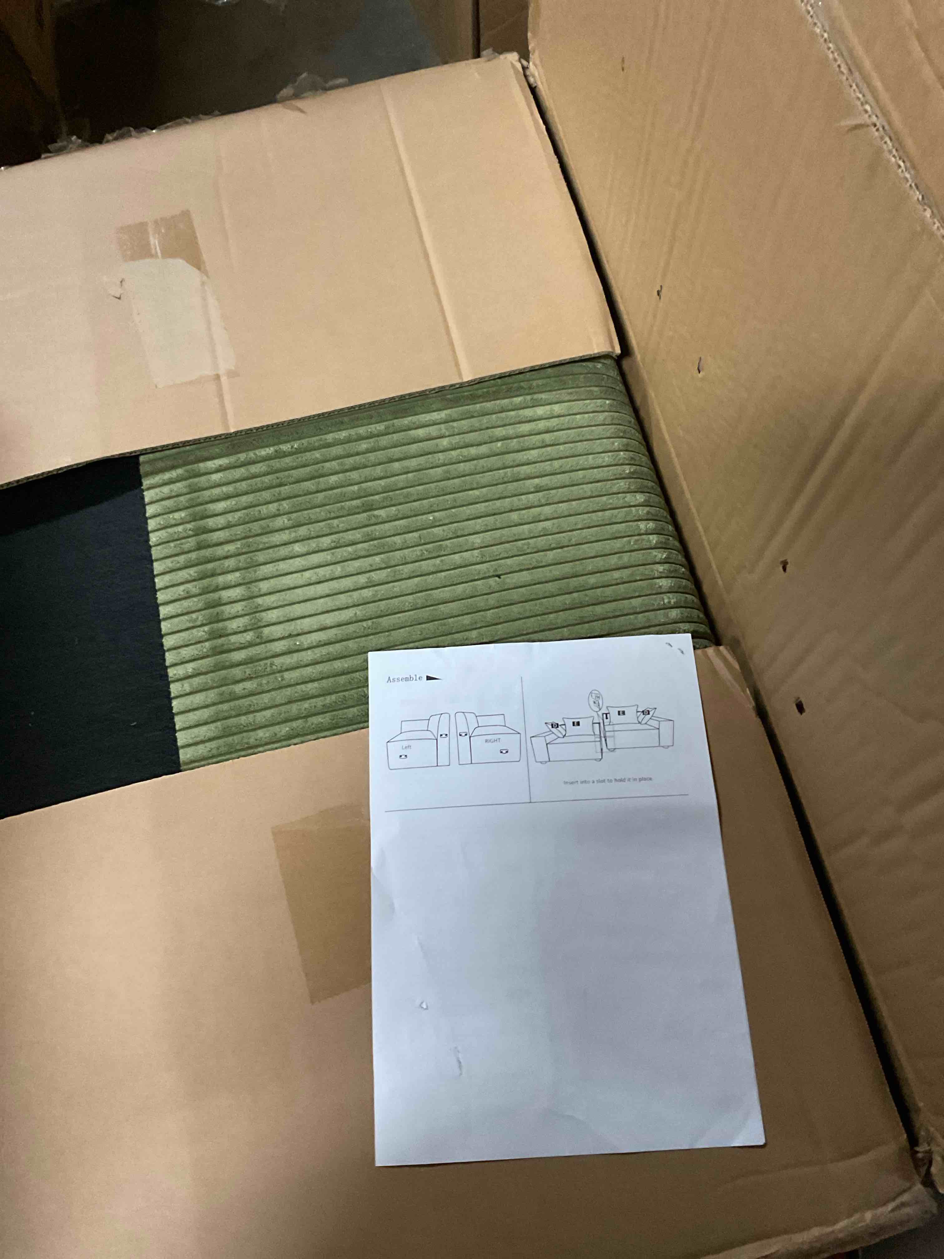 sectional sofa incomplete green