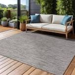 Rectangle Fanshawe Striped Machine Woven Polyester/Polypropylene Indoor/Outdoor Area Rug in Gray