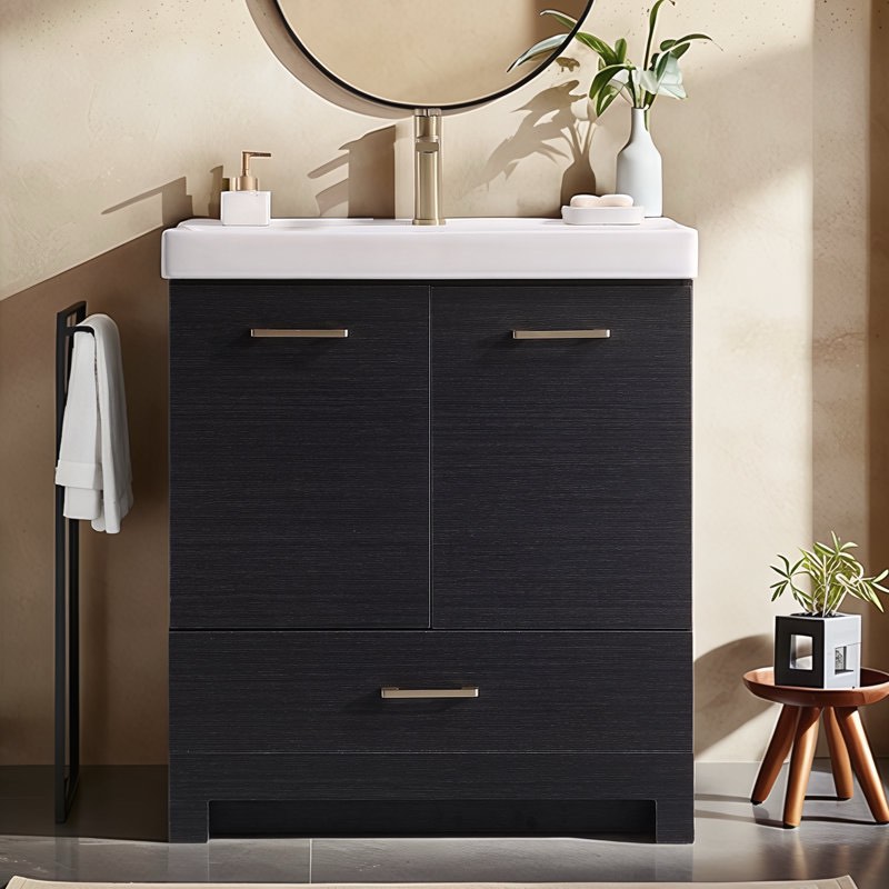 30" modern black free-standing single bathroom vanity