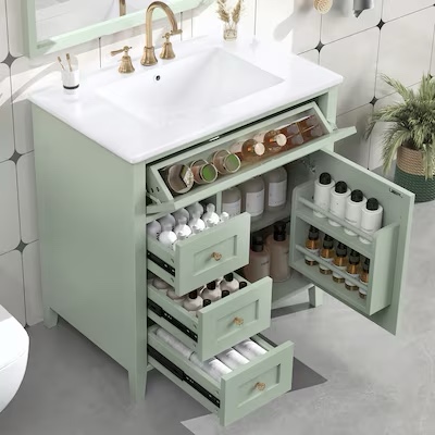 30-inch green bathroom vanity with sink 